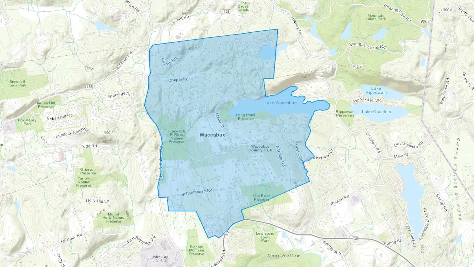 Waccabuc, NY Cash heating Oil delivery map Map of the COD Fuel Oil delivery service area for Waccabuc, NY