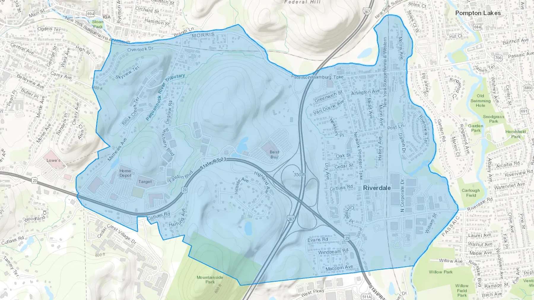 Riverdale, NJ Cash heating Oil delivery map Map of the COD Fuel Oil delivery service area for Riverdale, NJ