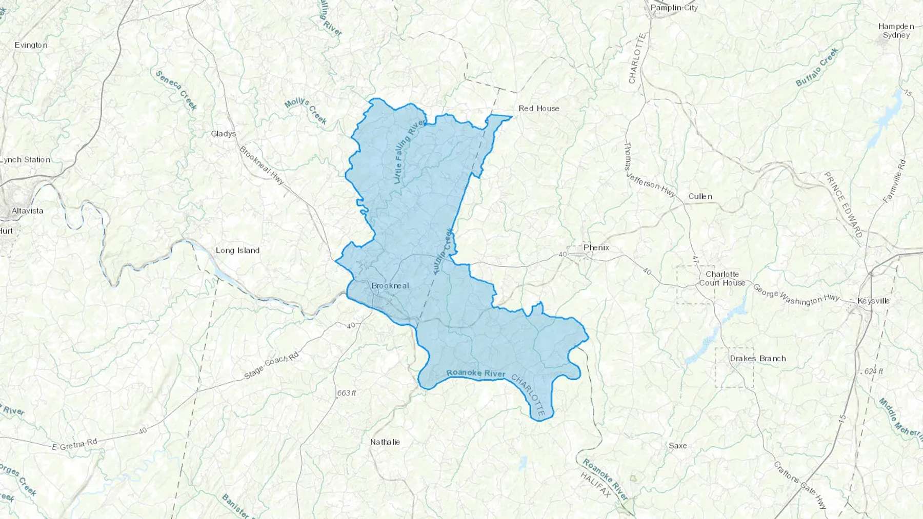 Brookneal, VA Cash heating Oil delivery map Map of the COD Fuel Oil delivery service area for Brookneal, VA