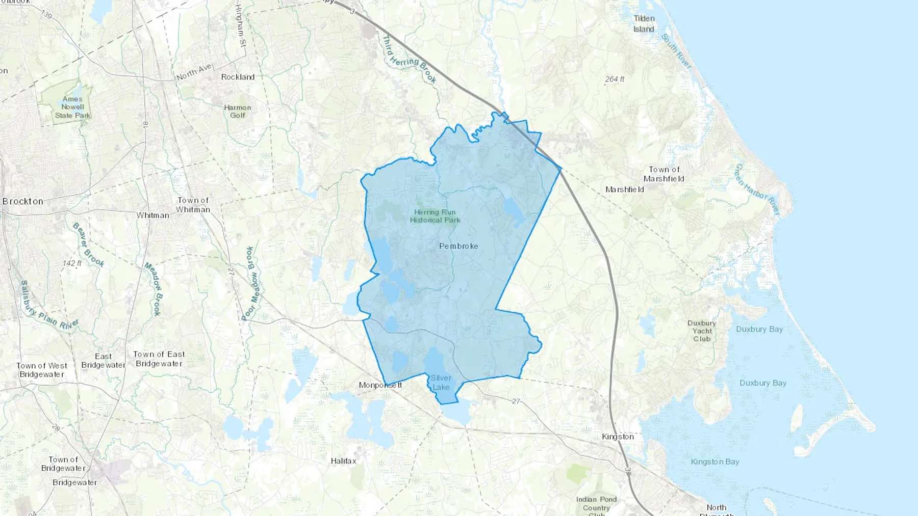 Bryantville, MA Cash heating Oil delivery map Map of the COD Fuel Oil delivery service area for Bryantville, MA