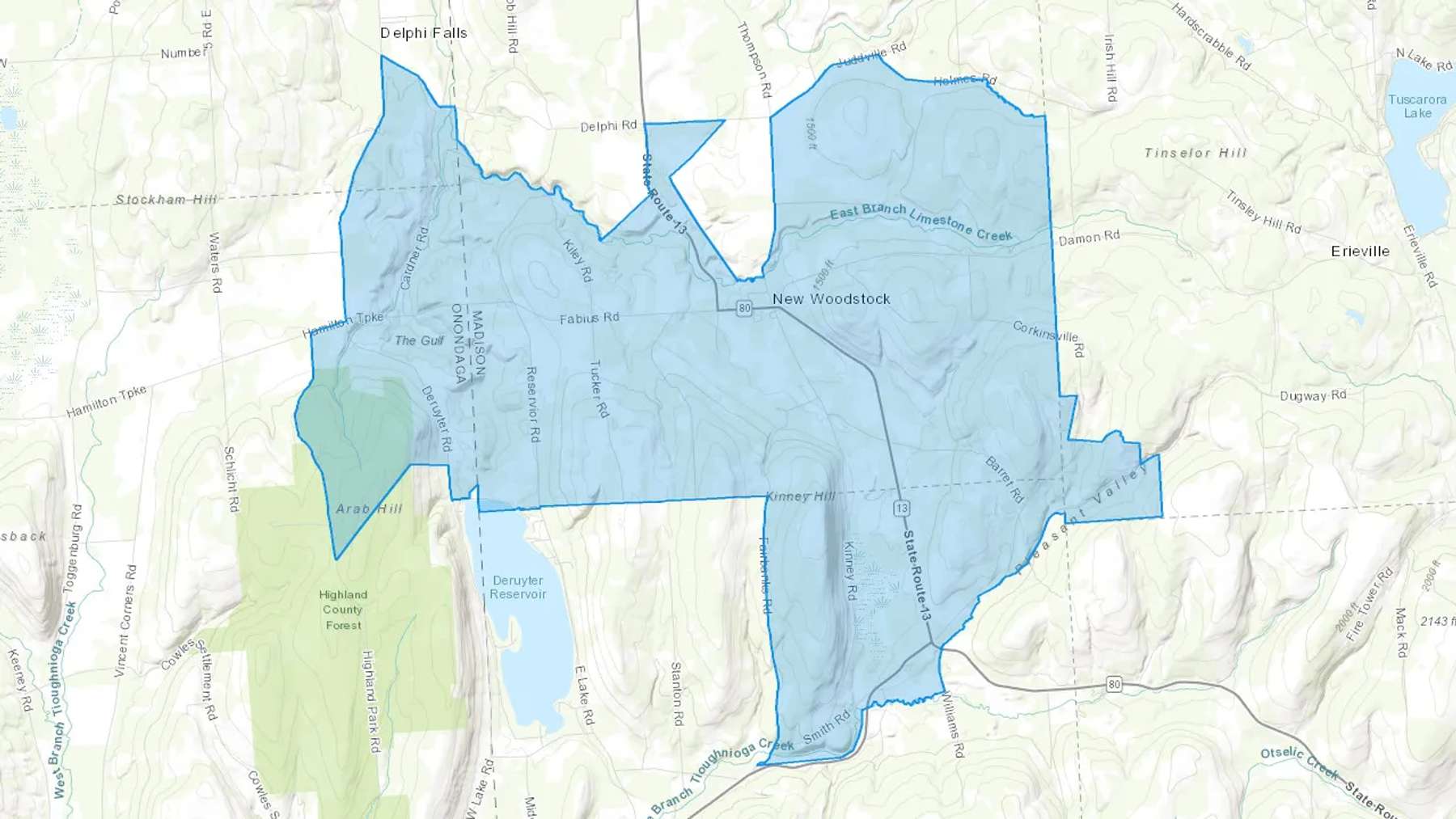 New Woodstock, NY Cash heating Oil delivery map Map of the COD Fuel Oil delivery service area for New Woodstock, NY
