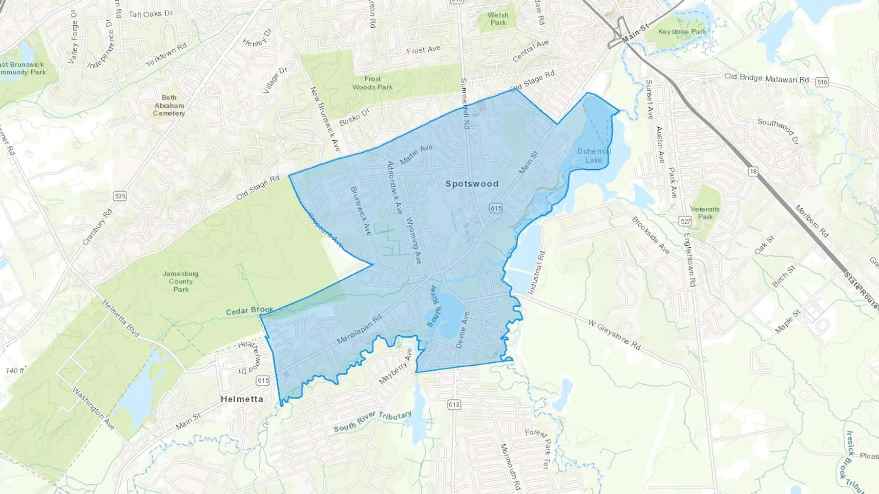Spotswood, NJ Cash heating Oil delivery map Map of the COD Fuel Oil delivery service area for Spotswood, NJ
