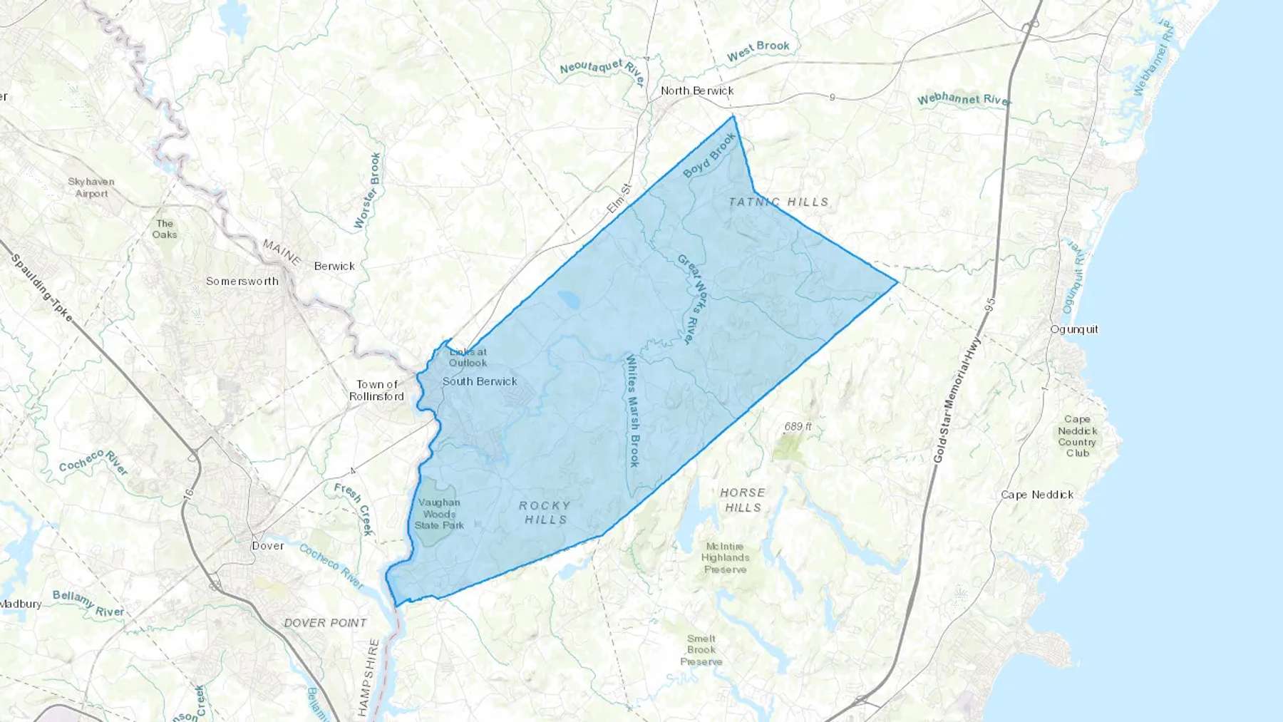 South Berwick, ME Cash heating Oil delivery map Map of the COD Fuel Oil delivery service area for South Berwick, ME