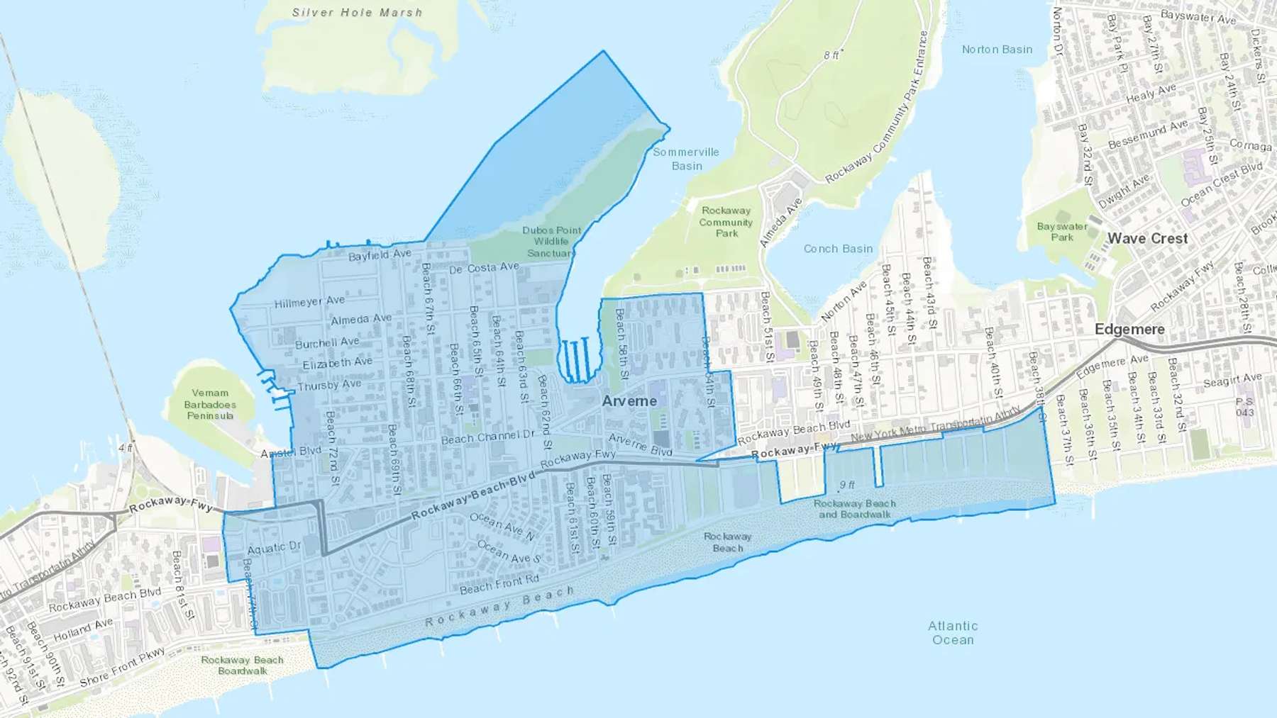 Arverne, NY Cash heating Oil delivery map Map of the COD Fuel Oil delivery service area for Arverne, NY