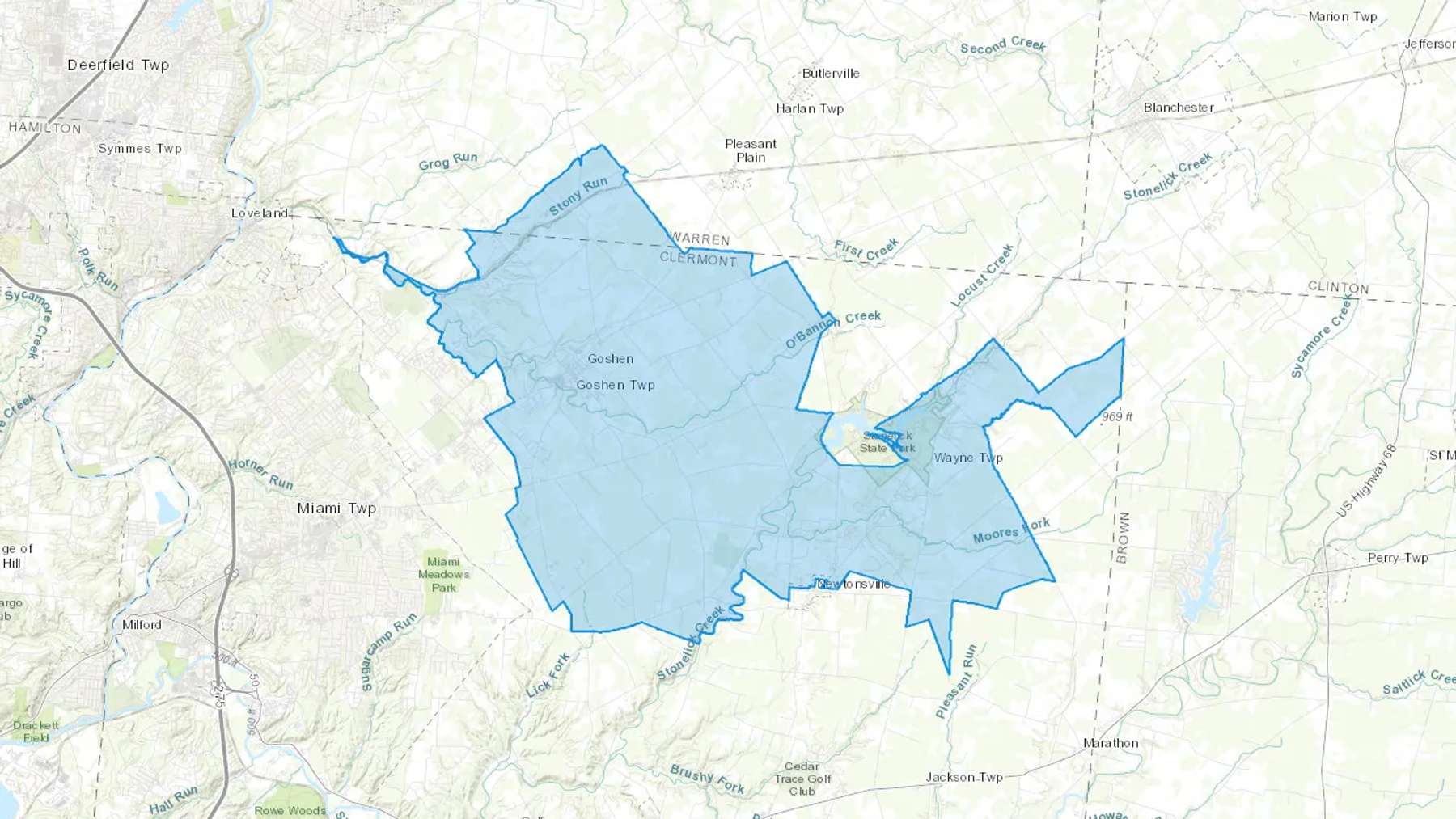 Goshen, OH Cash heating Oil delivery map Map of the COD Fuel Oil delivery service area for Goshen, OH