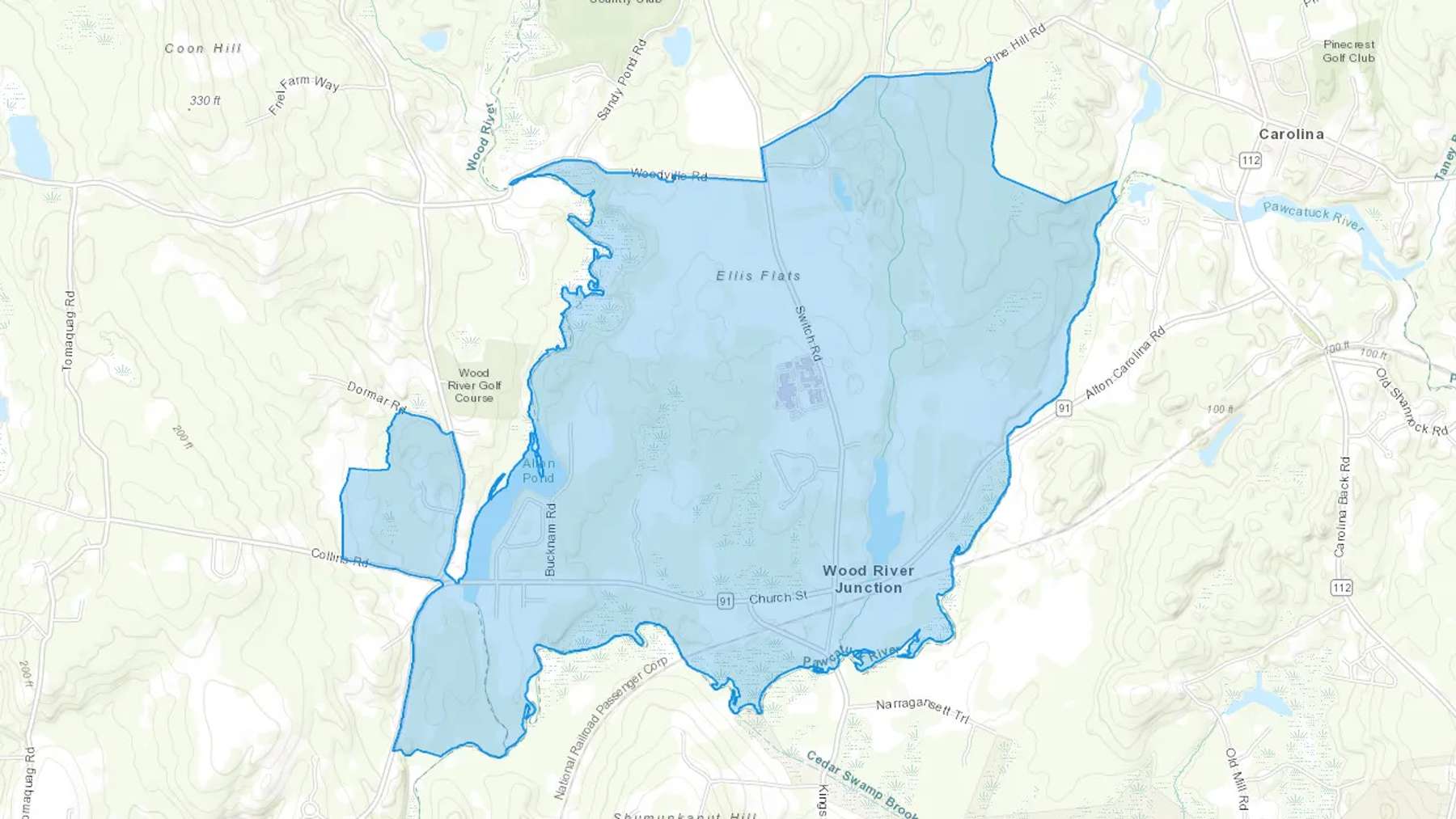 Wood River Junction, RI Cash heating Oil delivery map Map of the COD Fuel Oil delivery service area for Wood River Junction, RI