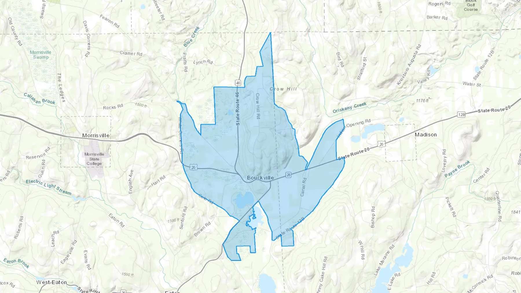 Bouckville, NY Cash heating Oil delivery map Map of the COD Fuel Oil delivery service area for Bouckville, NY