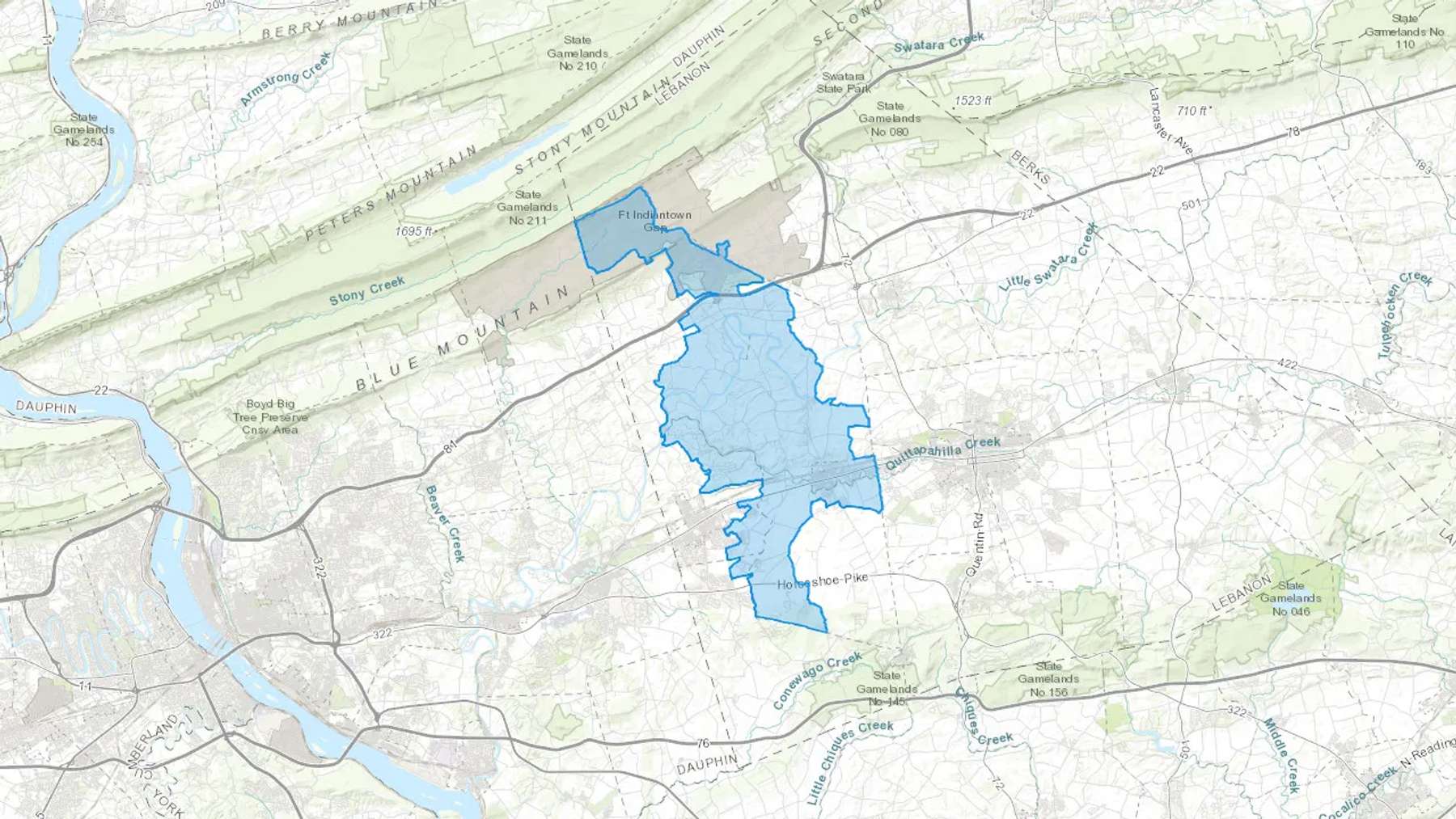 Annville, PA Cash heating Oil delivery map Map of the COD Fuel Oil delivery service area for Annville, PA
