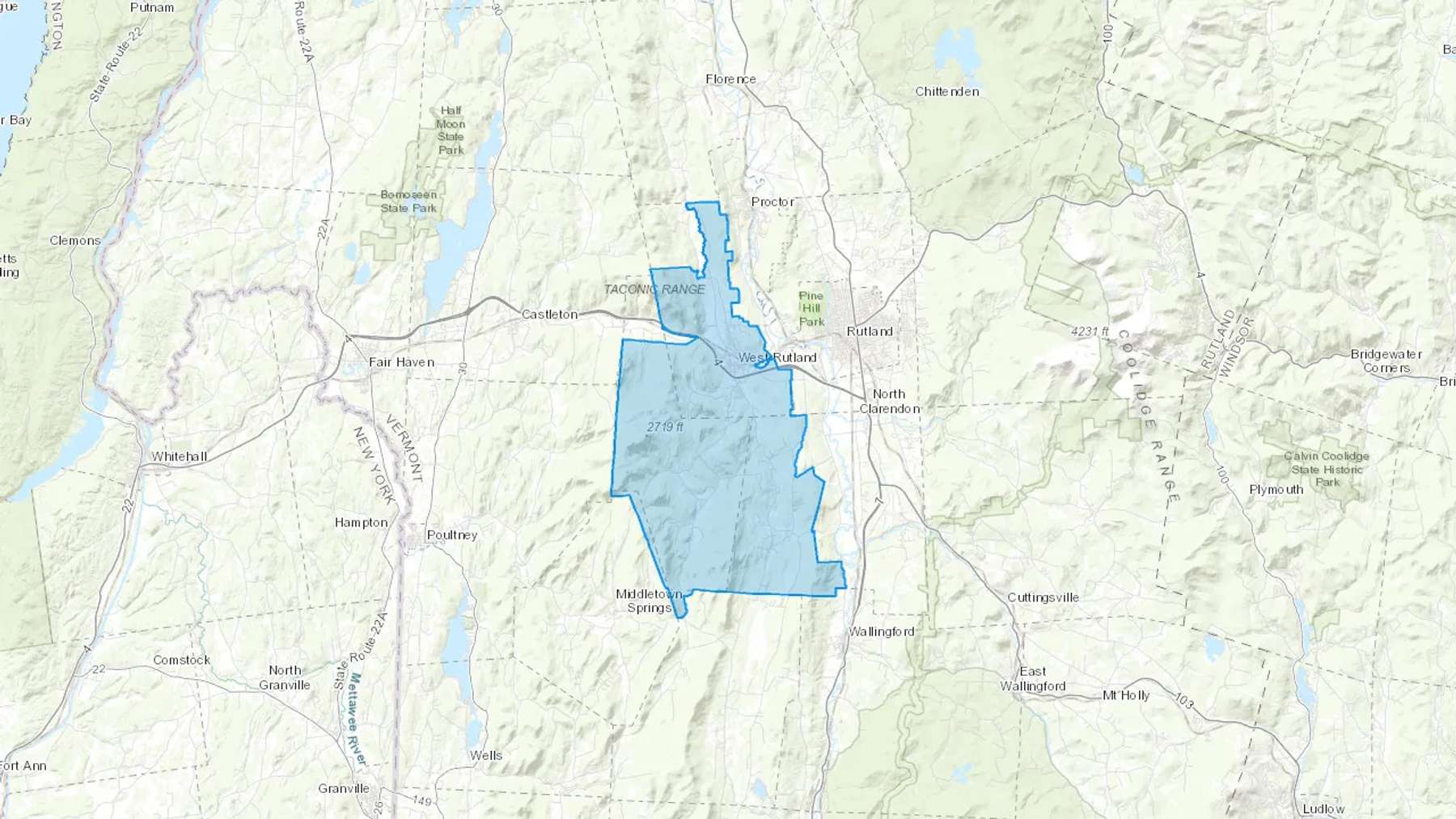 West Rutland, VT Cash heating Oil delivery map Map of the COD Fuel Oil delivery service area for West Rutland, VT