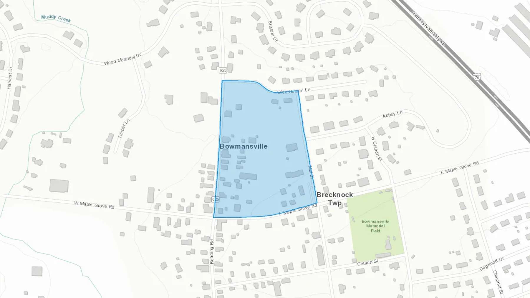 Bowmansville, PA Cash heating Oil delivery map Map of the COD Fuel Oil delivery service area for Bowmansville, PA