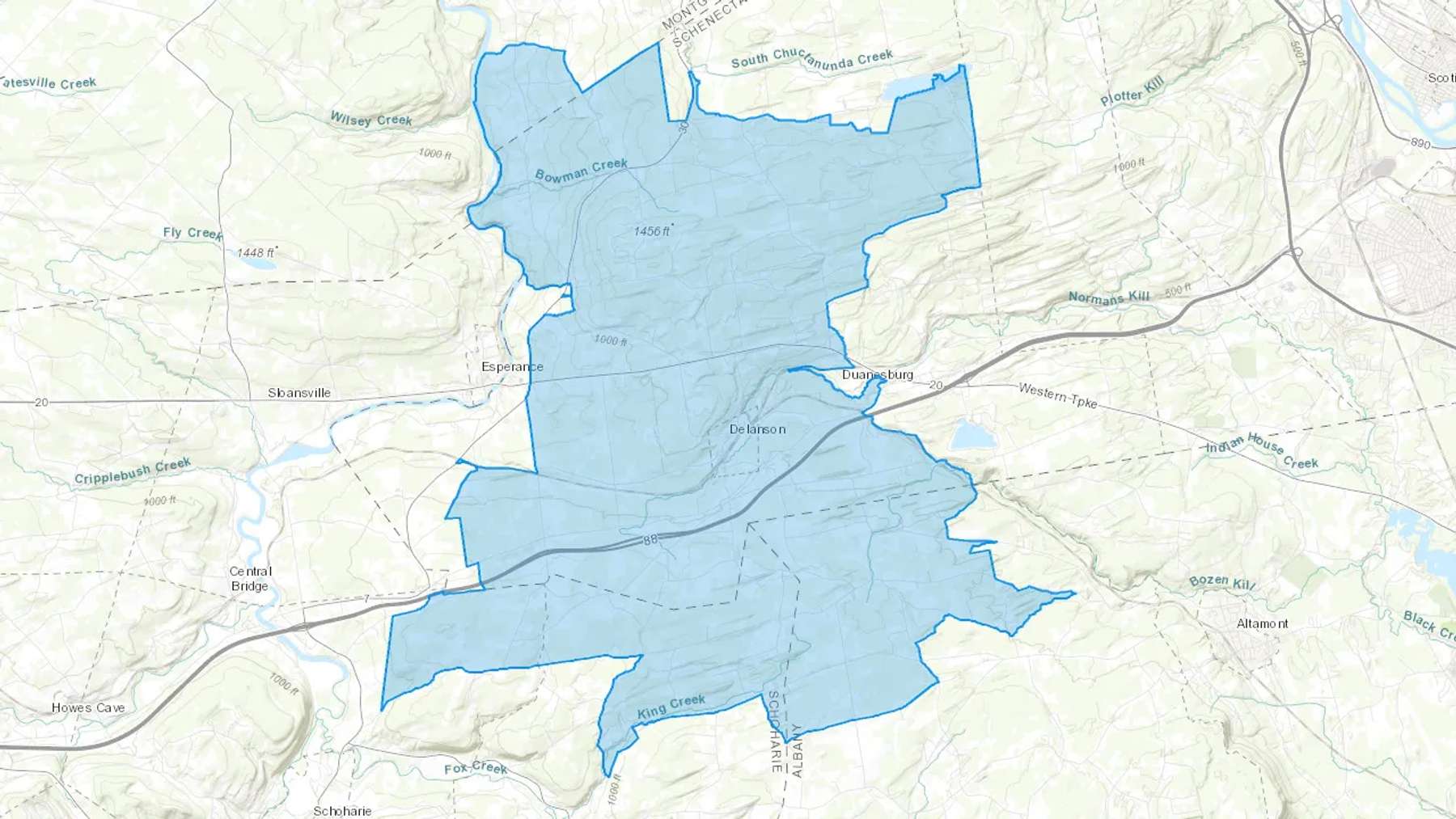 Delanson, NY Cash heating Oil delivery map Map of the COD Fuel Oil delivery service area for Delanson, NY