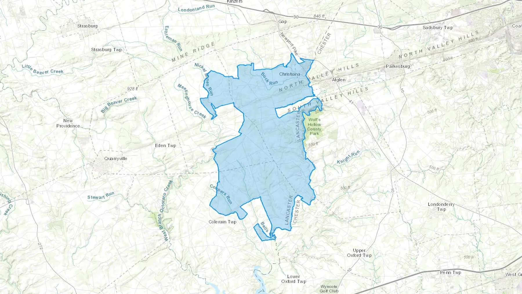 Christiana, PA Cash heating Oil delivery map Map of the COD Fuel Oil delivery service area for Christiana, PA