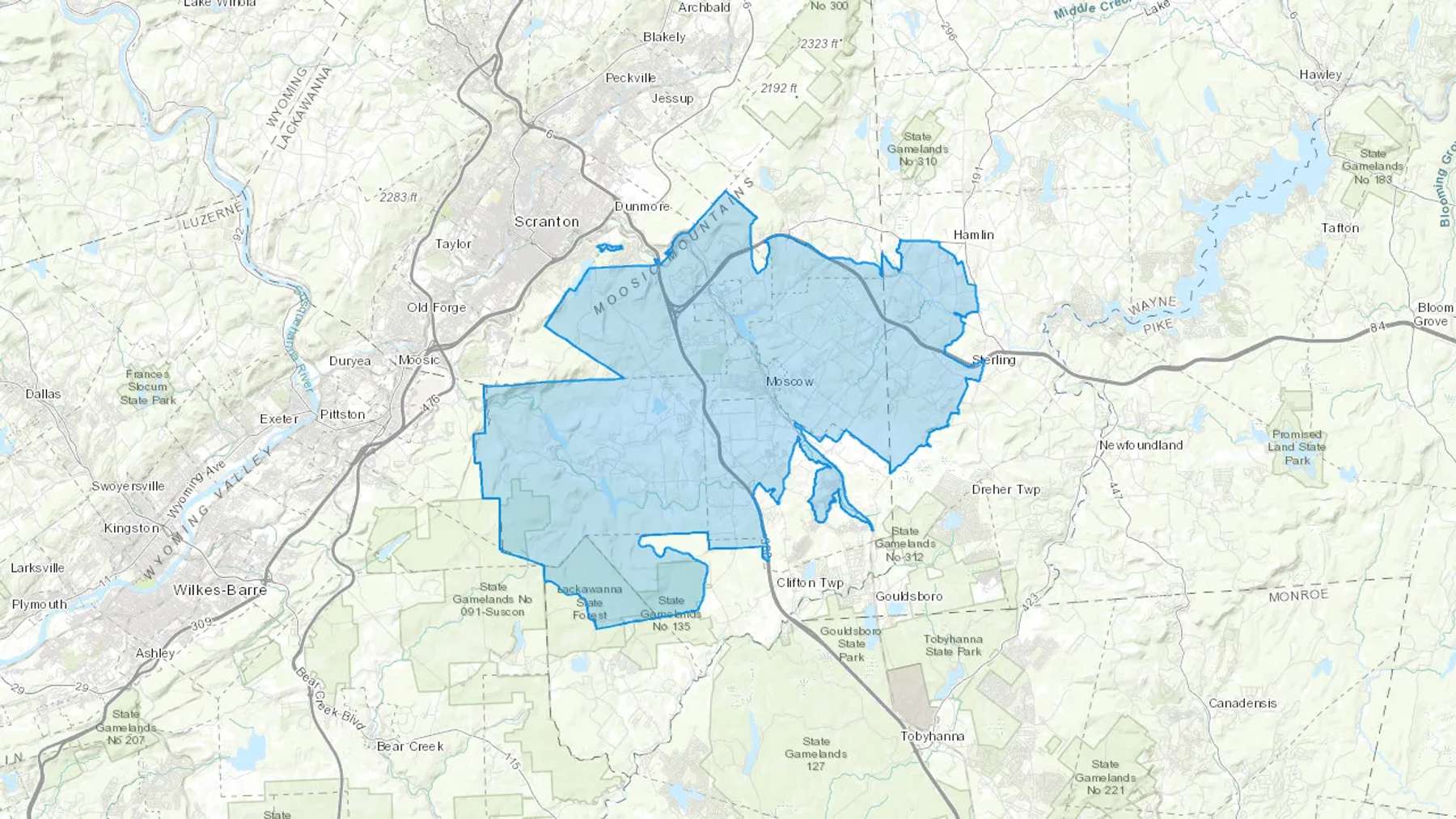 Elmhurst, PA Cash heating Oil delivery map Map of the COD Fuel Oil delivery service area for Elmhurst, PA