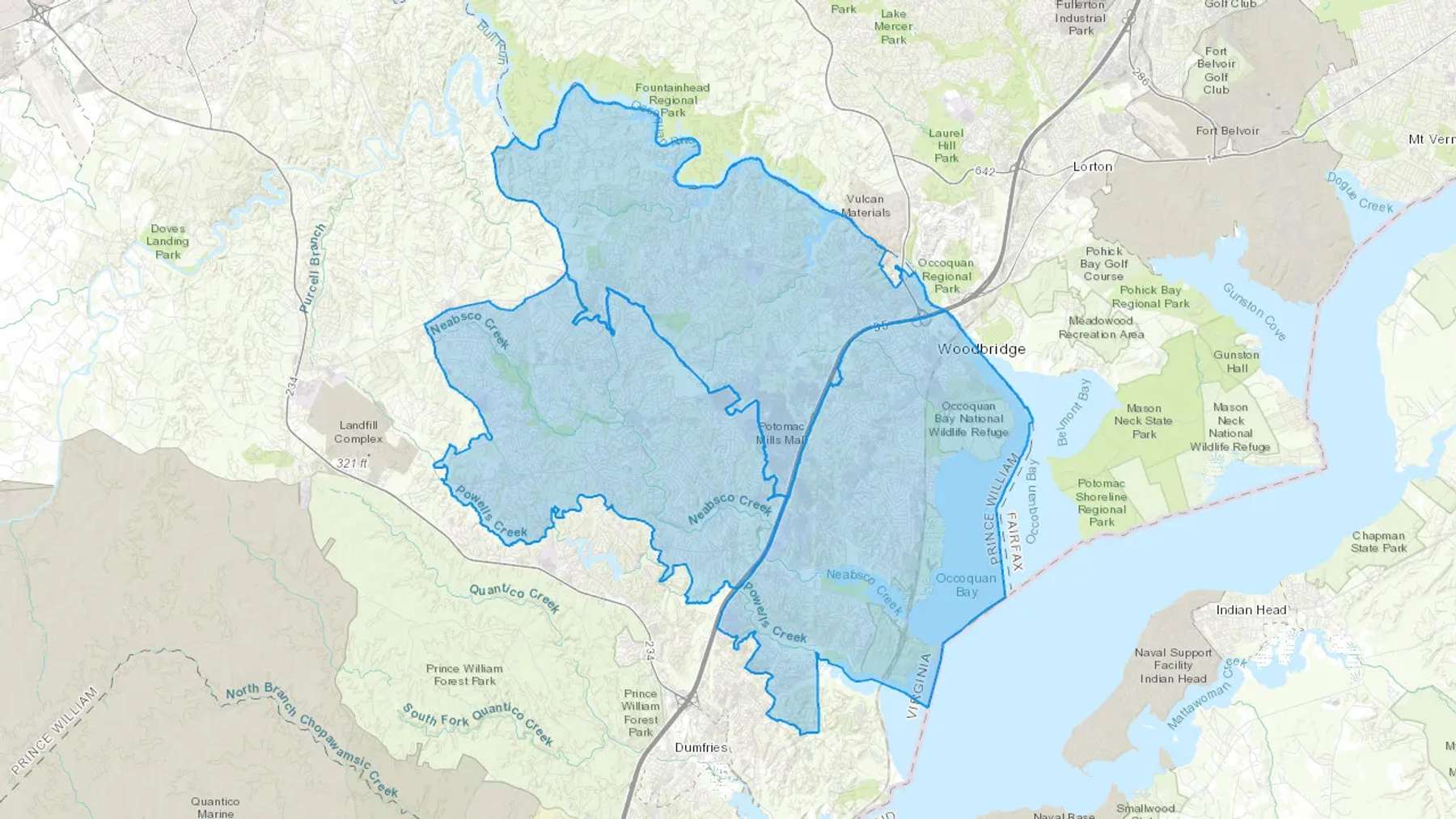 Woodbridge, VA Cash heating Oil delivery map Map of the COD Fuel Oil delivery service area for Woodbridge, VA