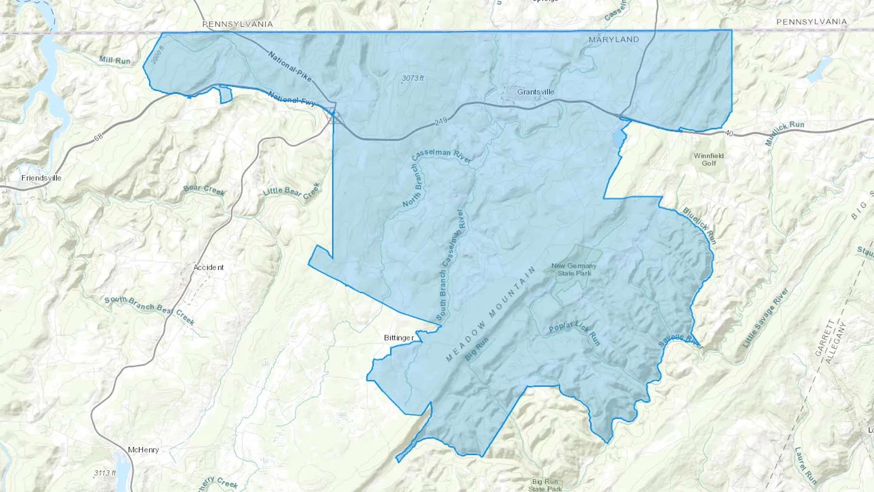 Grantsville, MD Cash heating Oil delivery map Map of the COD Fuel Oil delivery service area for Grantsville, MD
