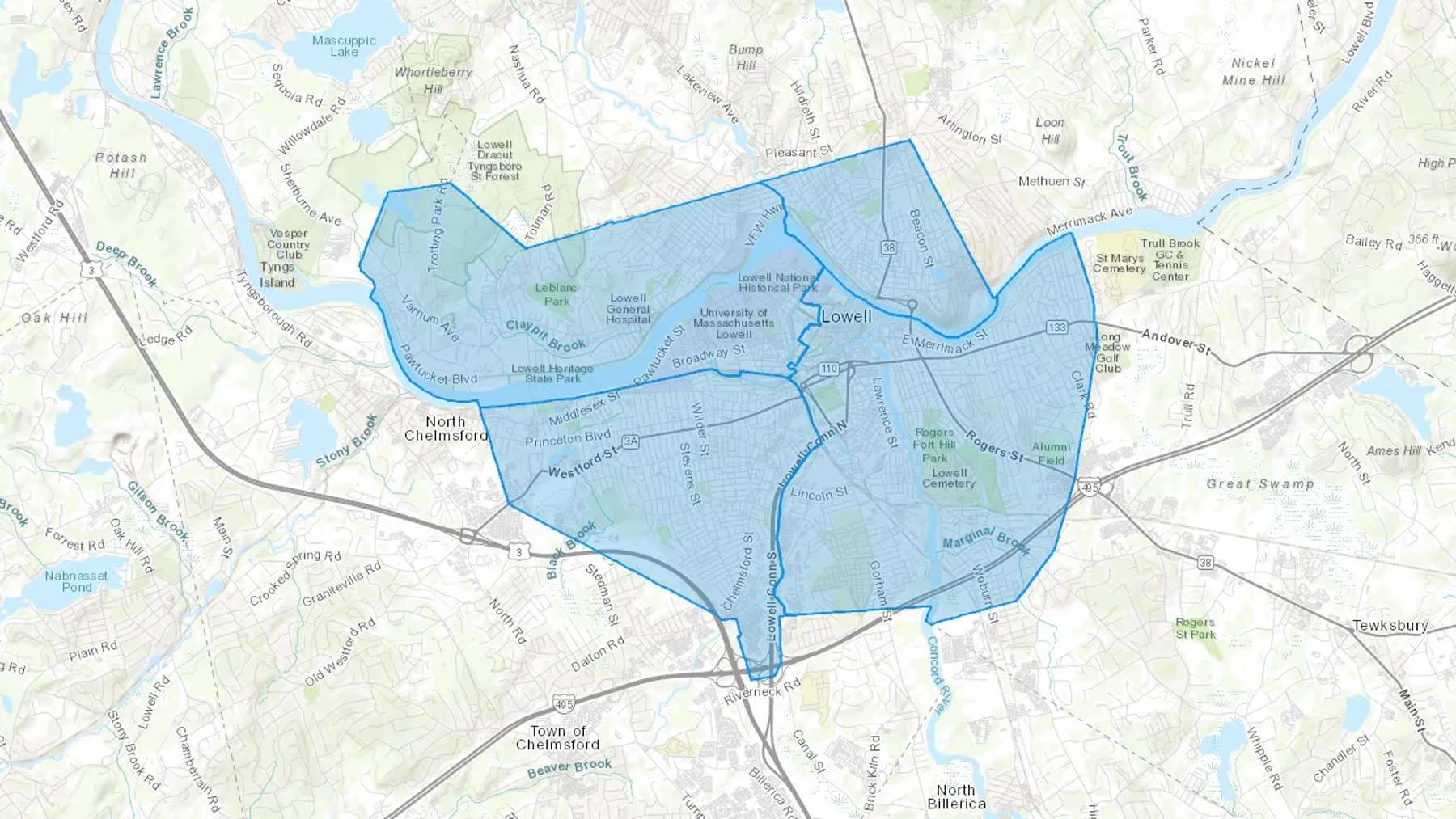 Lowell, MA Cash heating Oil delivery map Map of the COD Fuel Oil delivery service area for Lowell, MA