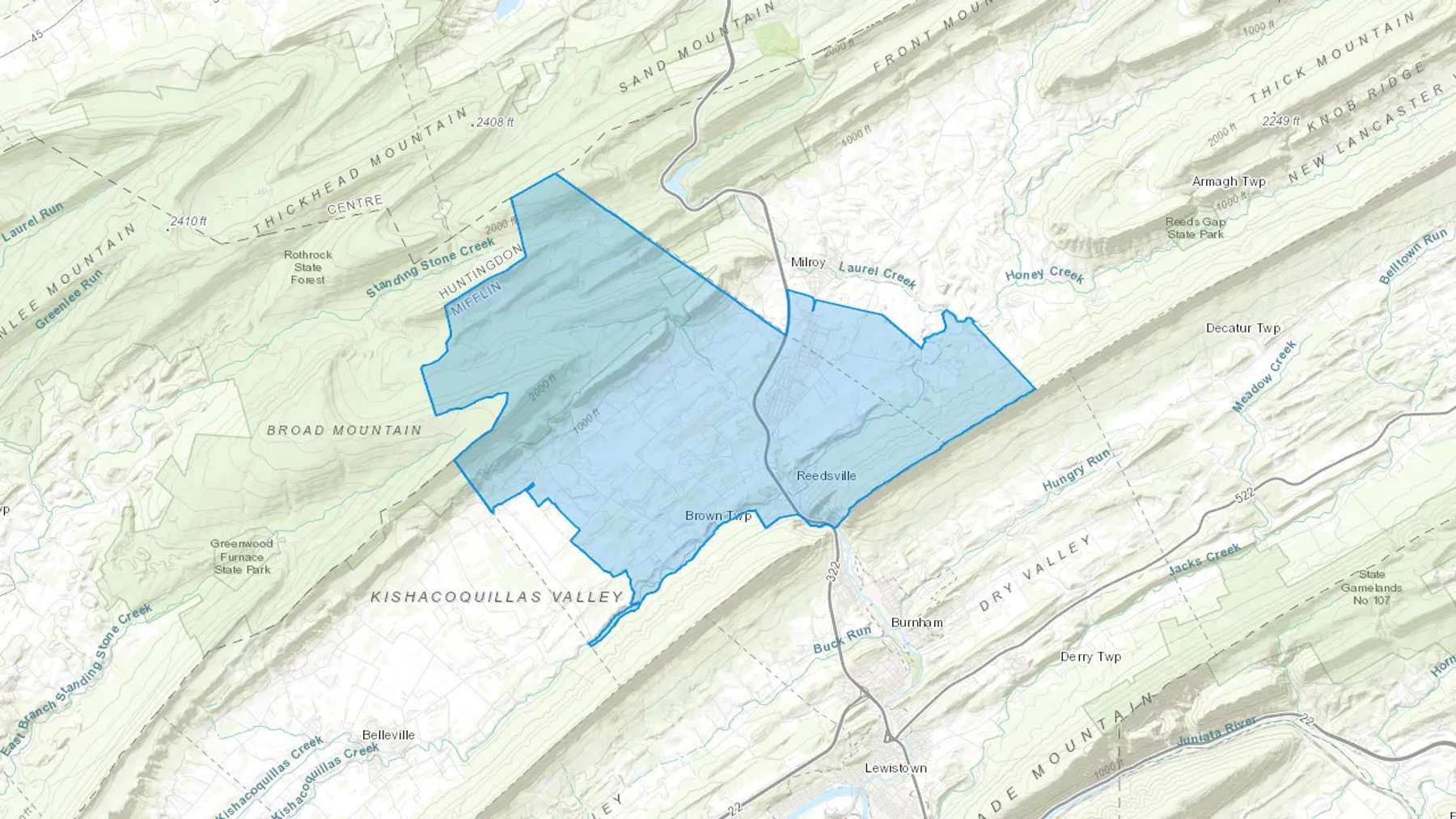 Reedsville, PA Cash heating Oil delivery map Map of the COD Fuel Oil delivery service area for Reedsville, PA