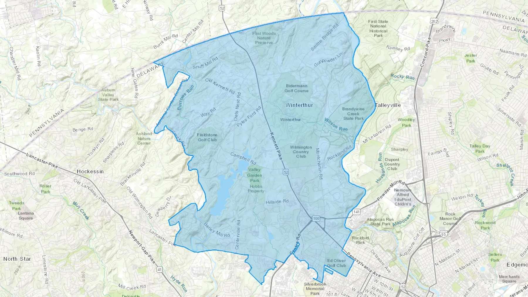 Rockland, DE Cash heating Oil delivery map Map of the COD Fuel Oil delivery service area for Rockland, DE