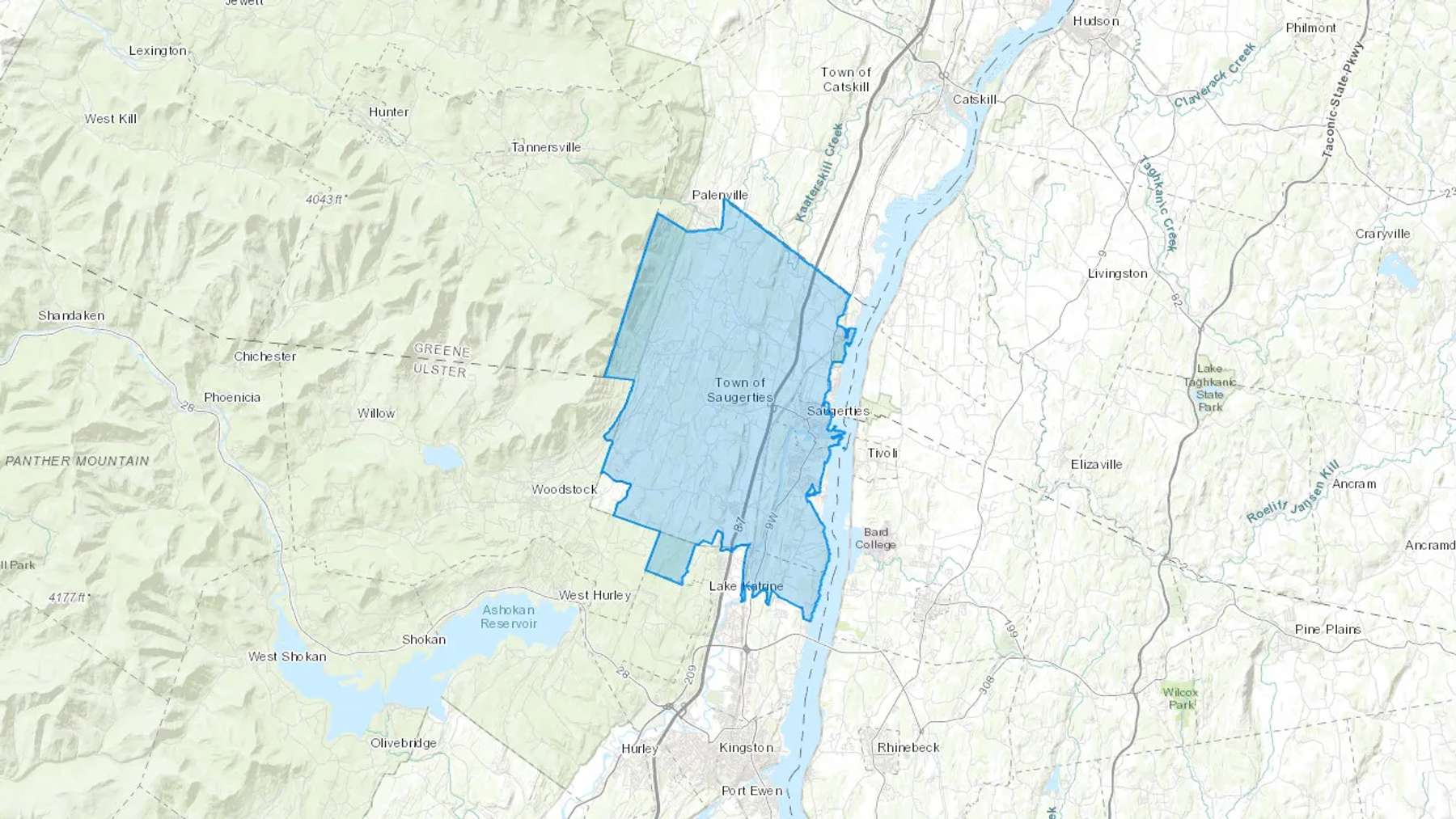 Saugerties, NY Cash heating Oil delivery map Map of the COD Fuel Oil delivery service area for Saugerties, NY