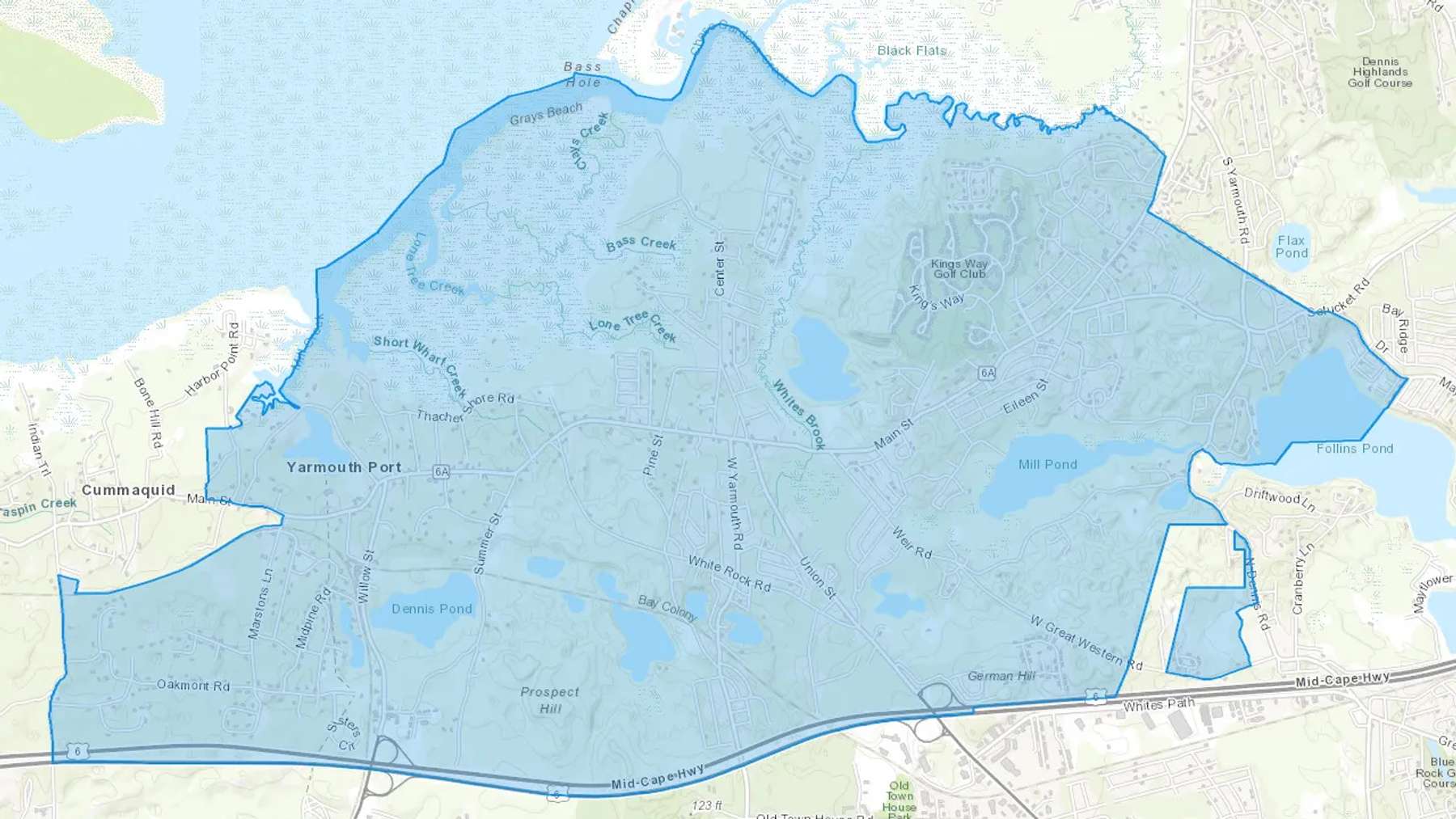 Yarmouth Port, MA Cash heating Oil delivery map Map of the COD Fuel Oil delivery service area for Yarmouth Port, MA
