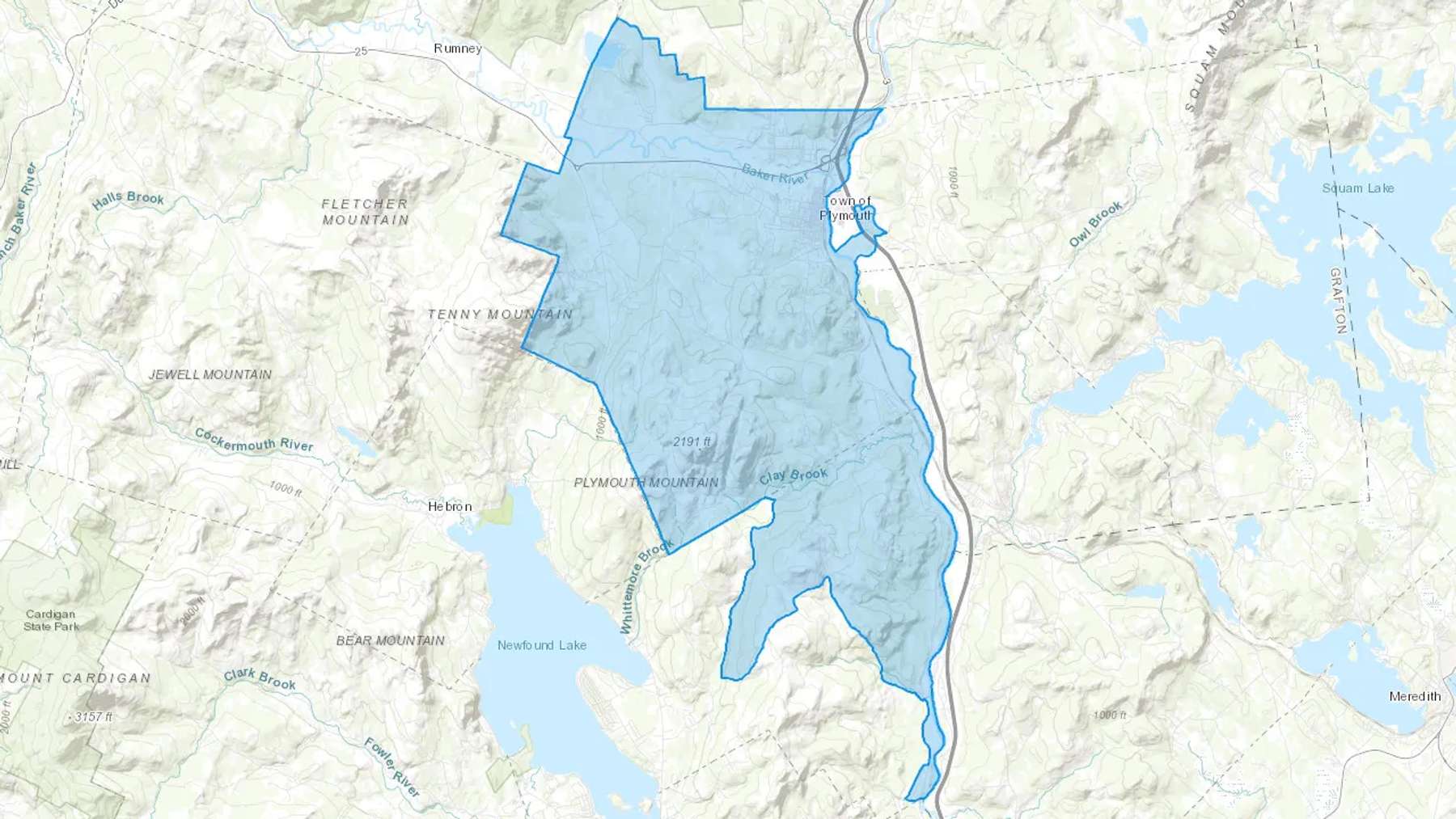 Plymouth, NH Cash heating Oil delivery map Map of the COD Fuel Oil delivery service area for Plymouth, NH