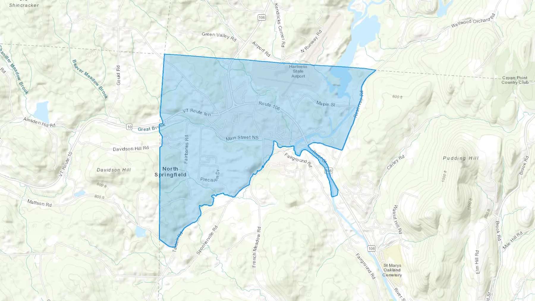 North Springfield, VT Cash heating Oil delivery map Map of the COD Fuel Oil delivery service area for North Springfield, VT