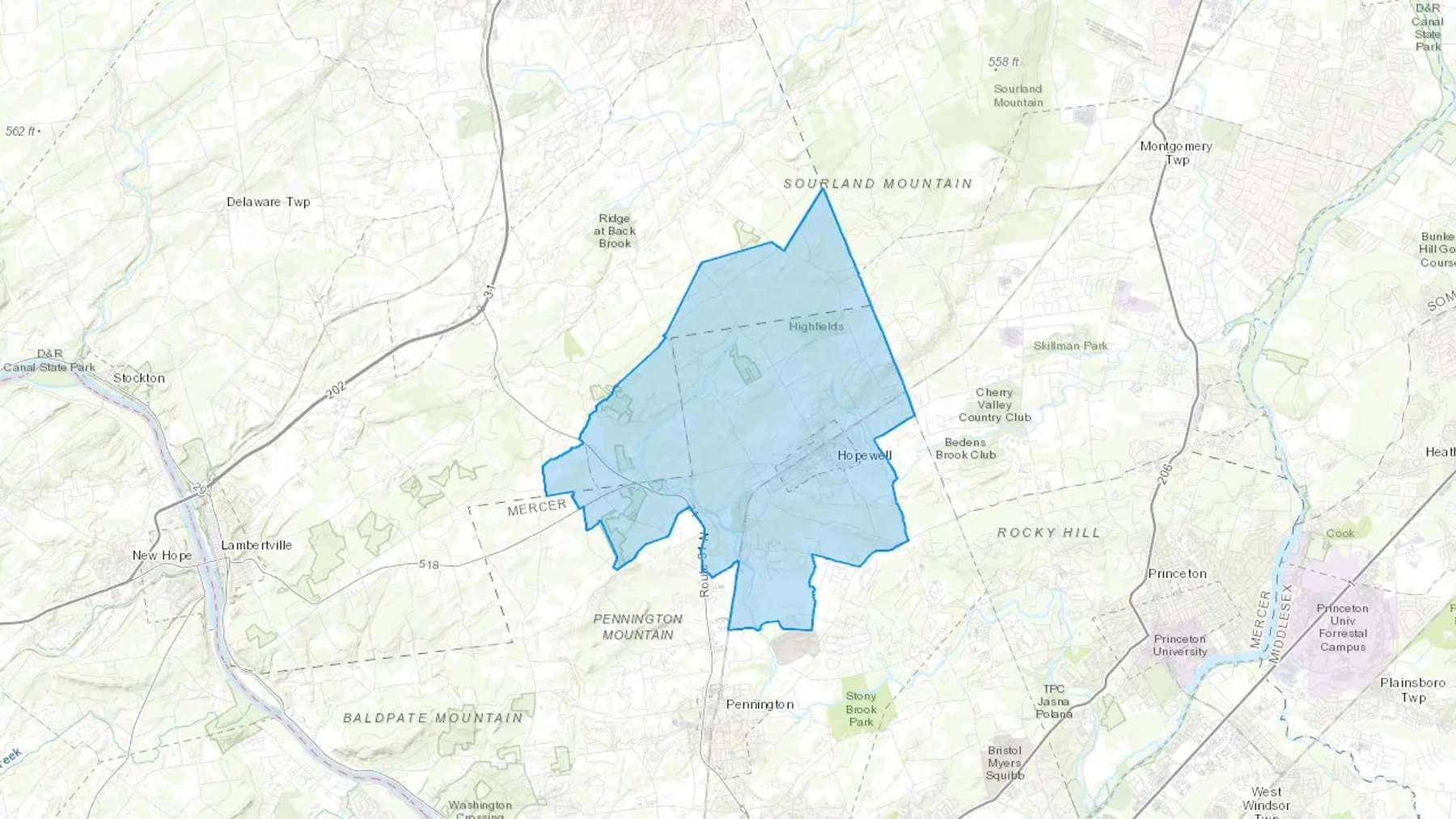 Hopewell, NJ Cash heating Oil delivery map Map of the COD Fuel Oil delivery service area for Hopewell, NJ