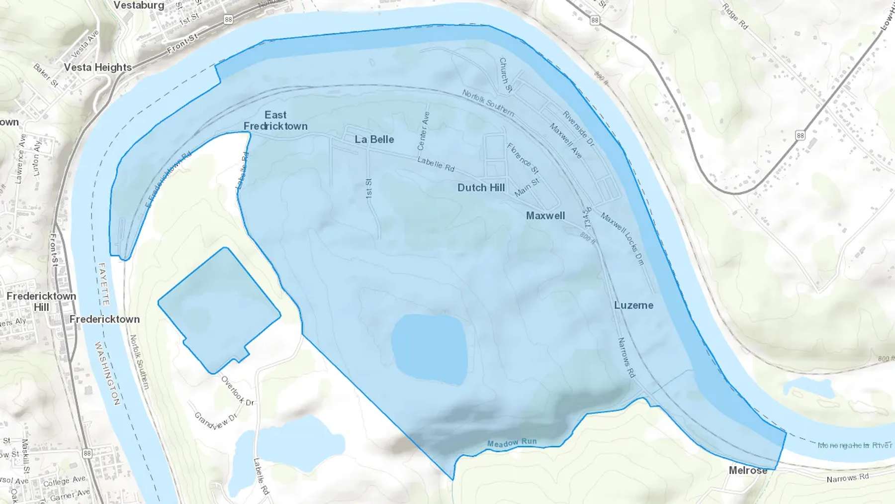 La Belle, PA Cash heating Oil delivery map Map of the COD Fuel Oil delivery service area for La Belle, PA