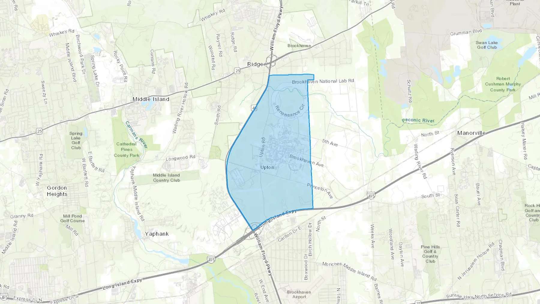 Upton, NY Cash heating Oil delivery map Map of the COD Fuel Oil delivery service area for Upton, NY