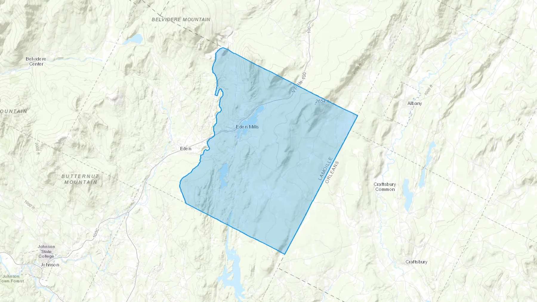 Eden Mills, VT Cash heating Oil delivery map Map of the COD Fuel Oil delivery service area for Eden Mills, VT