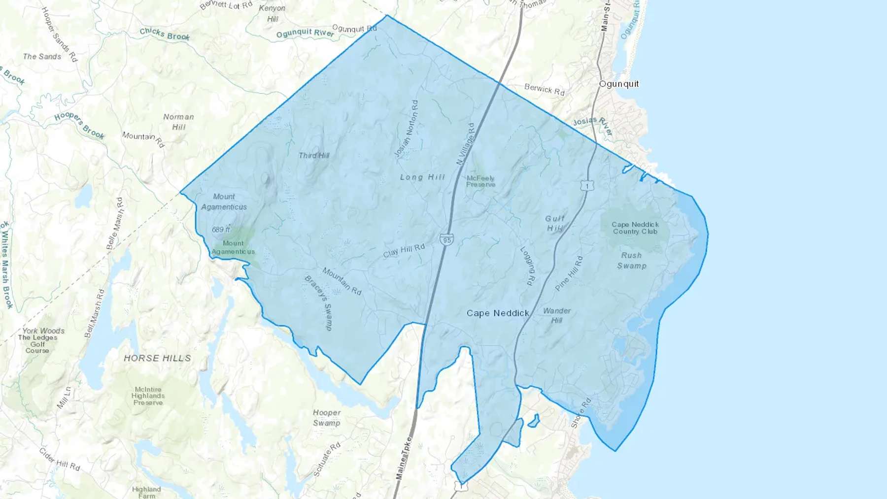 Cape Neddick, ME Cash heating Oil delivery map Map of the COD Fuel Oil delivery service area for Cape Neddick, ME