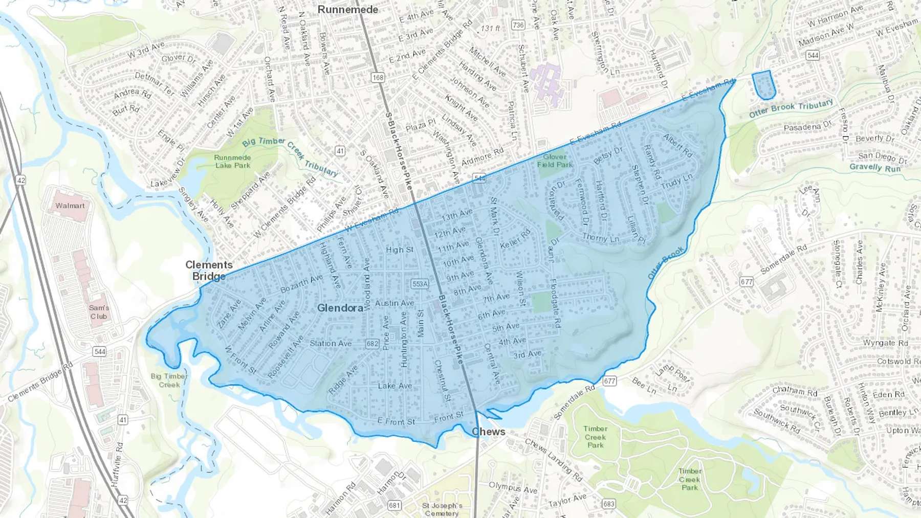 Glendora, NJ Cash heating Oil delivery map Map of the COD Fuel Oil delivery service area for Glendora, NJ