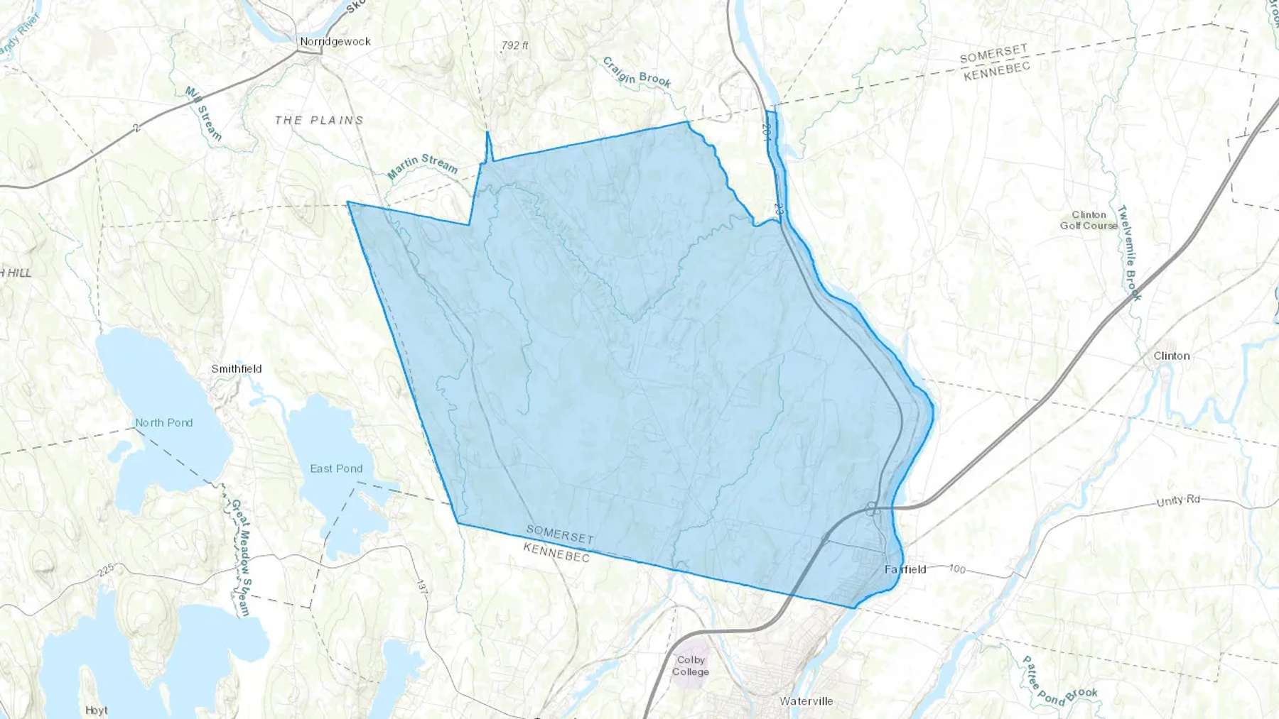 Fairfield, ME Cash heating Oil delivery map Map of the COD Fuel Oil delivery service area for Fairfield, ME