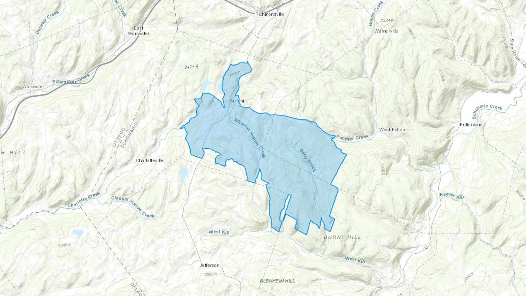Summit, NY Cash heating Oil delivery map Map of the COD Fuel Oil delivery service area for Summit, NY