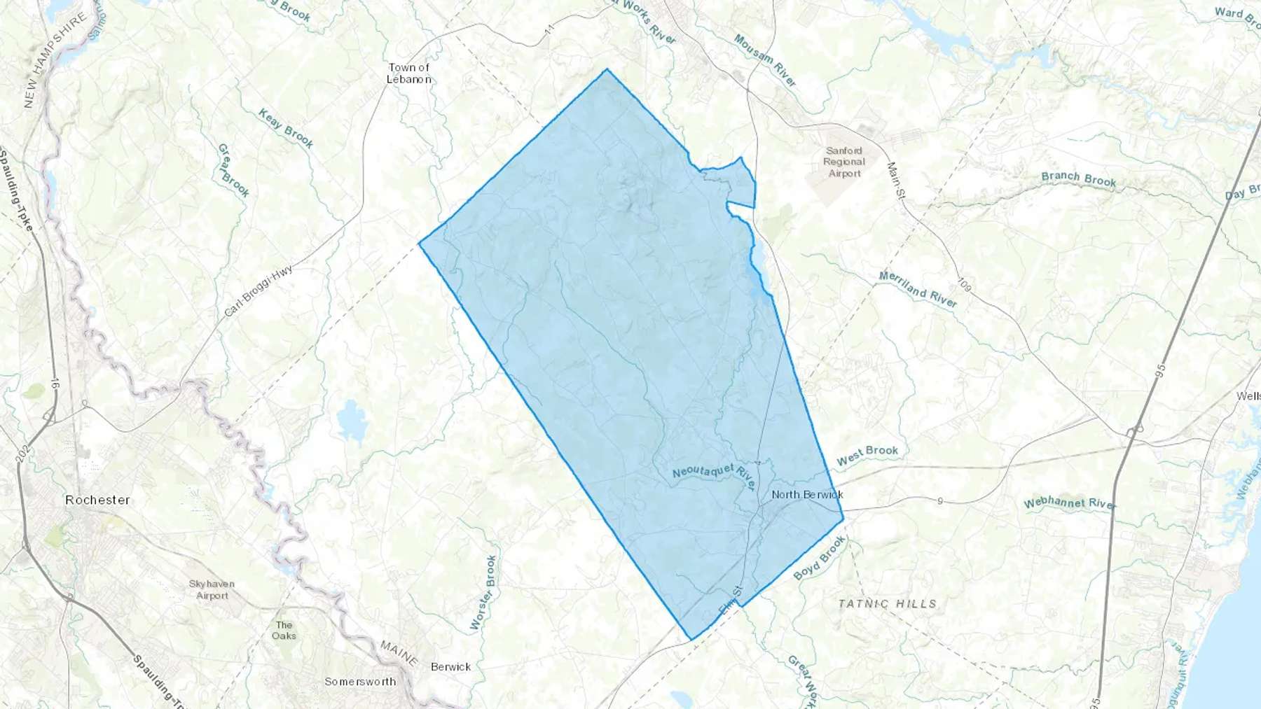 North Berwick, ME Cash heating Oil delivery map Map of the COD Fuel Oil delivery service area for North Berwick, ME