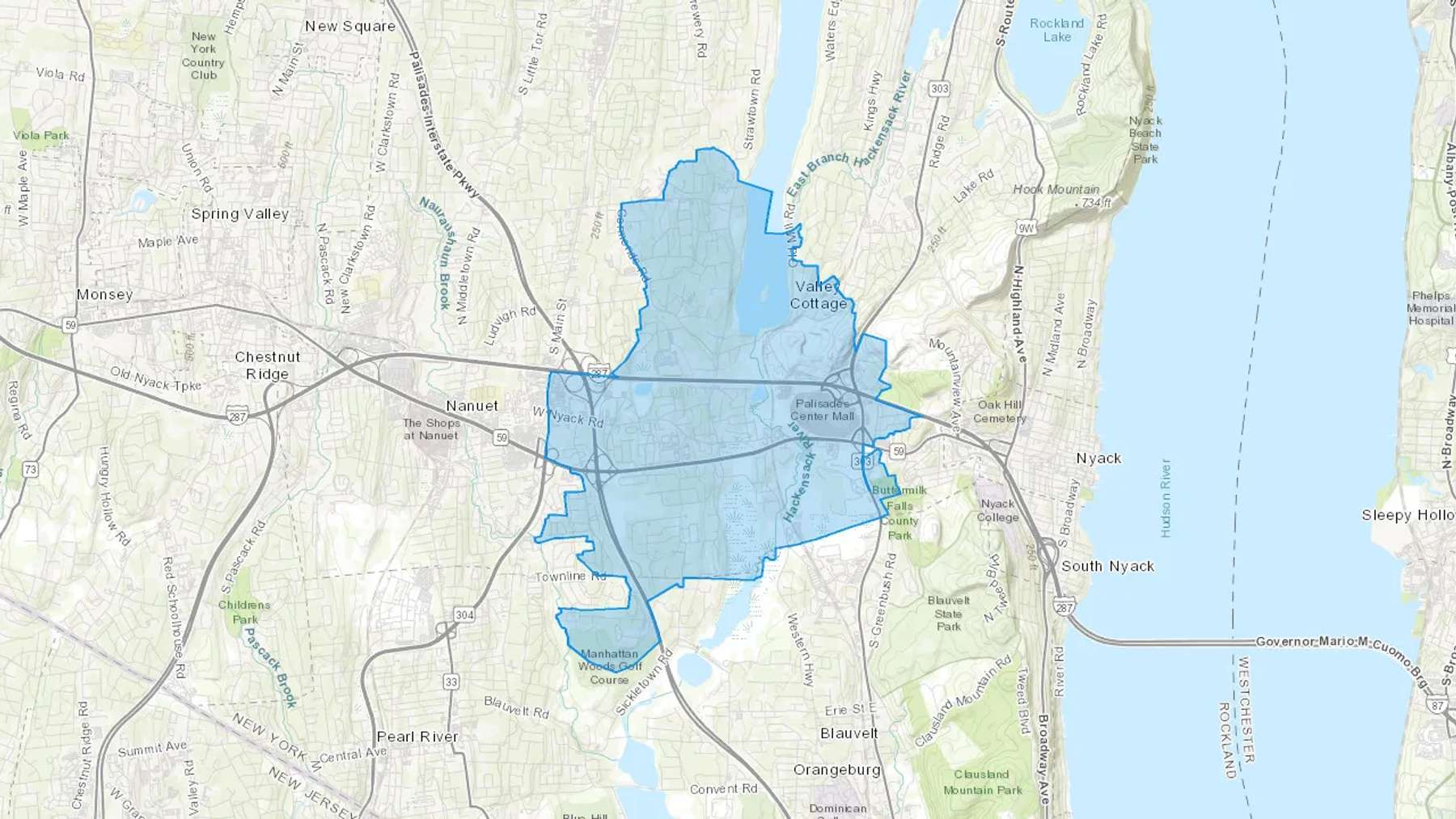 West Nyack, NY Cash heating Oil delivery map Map of the COD Fuel Oil delivery service area for West Nyack, NY