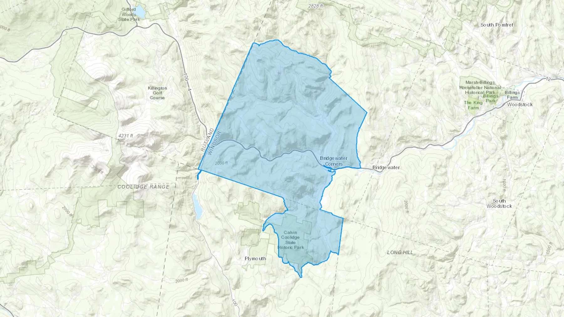 Bridgewater Corners, VT Cash heating Oil delivery map Map of the COD Fuel Oil delivery service area for Bridgewater Corners, VT