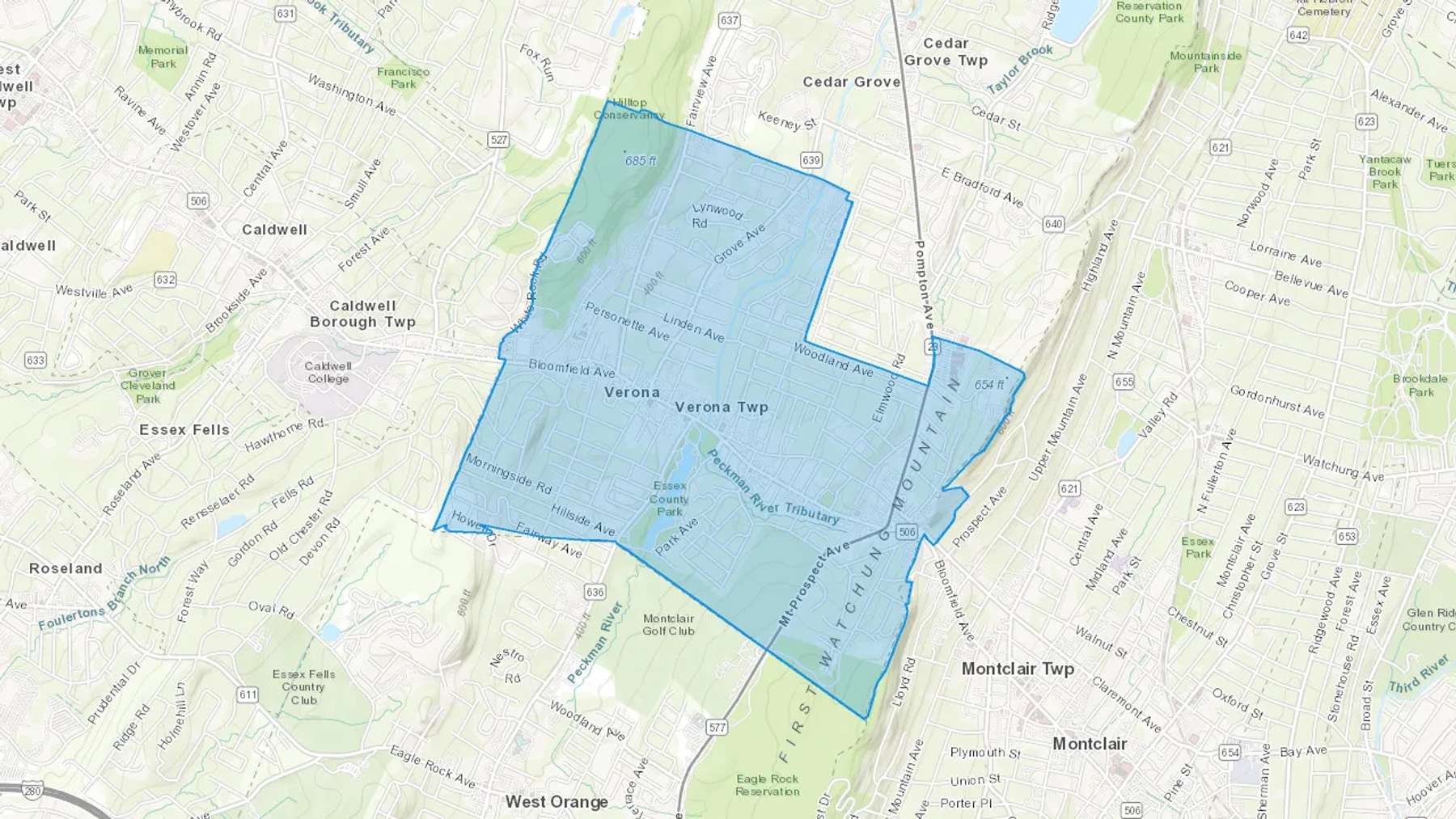 Verona, NJ Cash heating Oil delivery map Map of the COD Fuel Oil delivery service area for Verona, NJ
