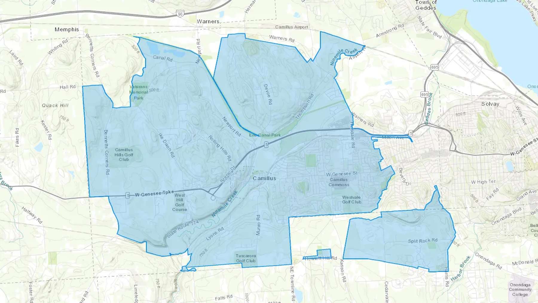 Camillus, NY Cash heating Oil delivery map Map of the COD Fuel Oil delivery service area for Camillus, NY