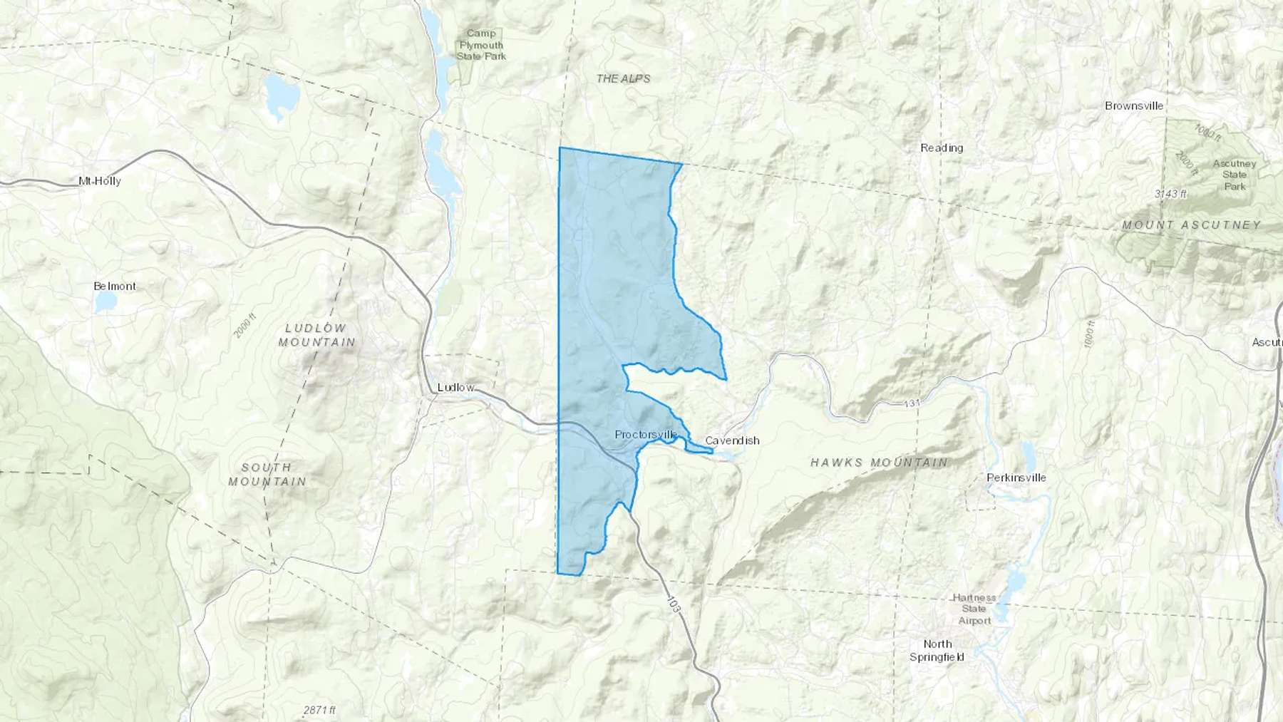 Proctorsville, VT Cash heating Oil delivery map Map of the COD Fuel Oil delivery service area for Proctorsville, VT