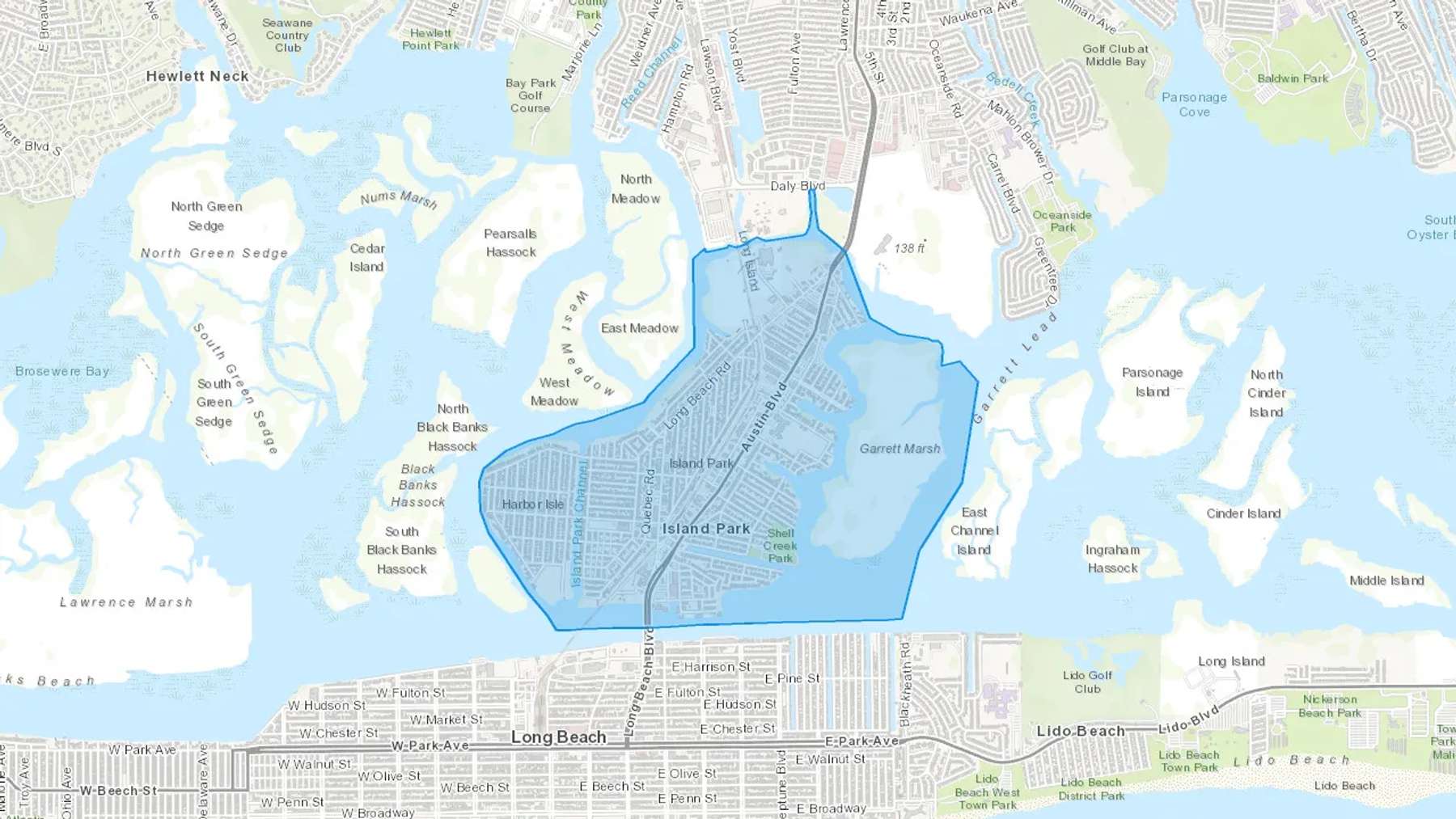 Island Park, NY Cash heating Oil delivery map Map of the COD Fuel Oil delivery service area for Island Park, NY