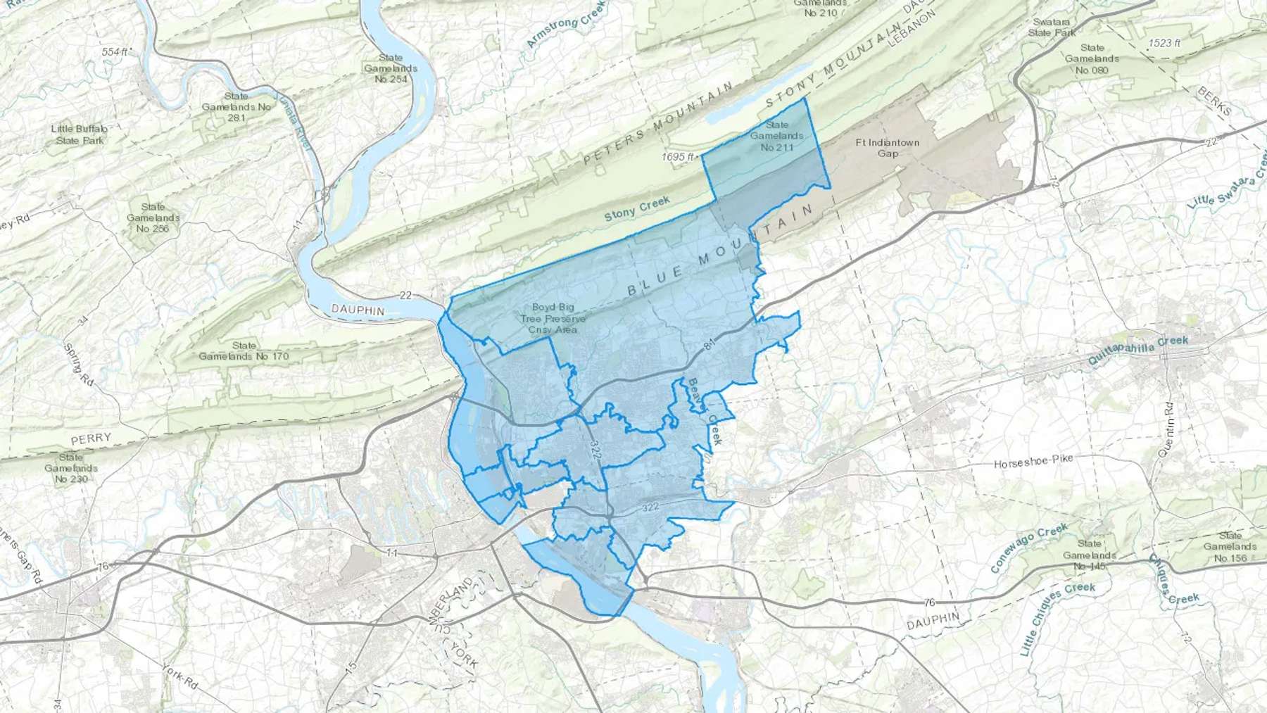 Harrisburg, PA Cash heating Oil delivery map Map of the COD Fuel Oil delivery service area for Harrisburg, PA