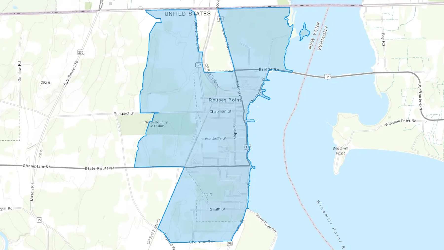 Rouses Point, NY Cash heating Oil delivery map Map of the COD Fuel Oil delivery service area for Rouses Point, NY