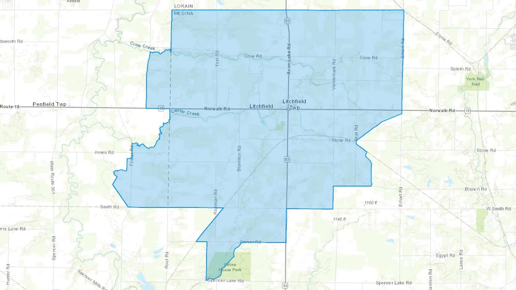 Litchfield, OH Cash heating Oil delivery map Map of the COD Fuel Oil delivery service area for Litchfield, OH