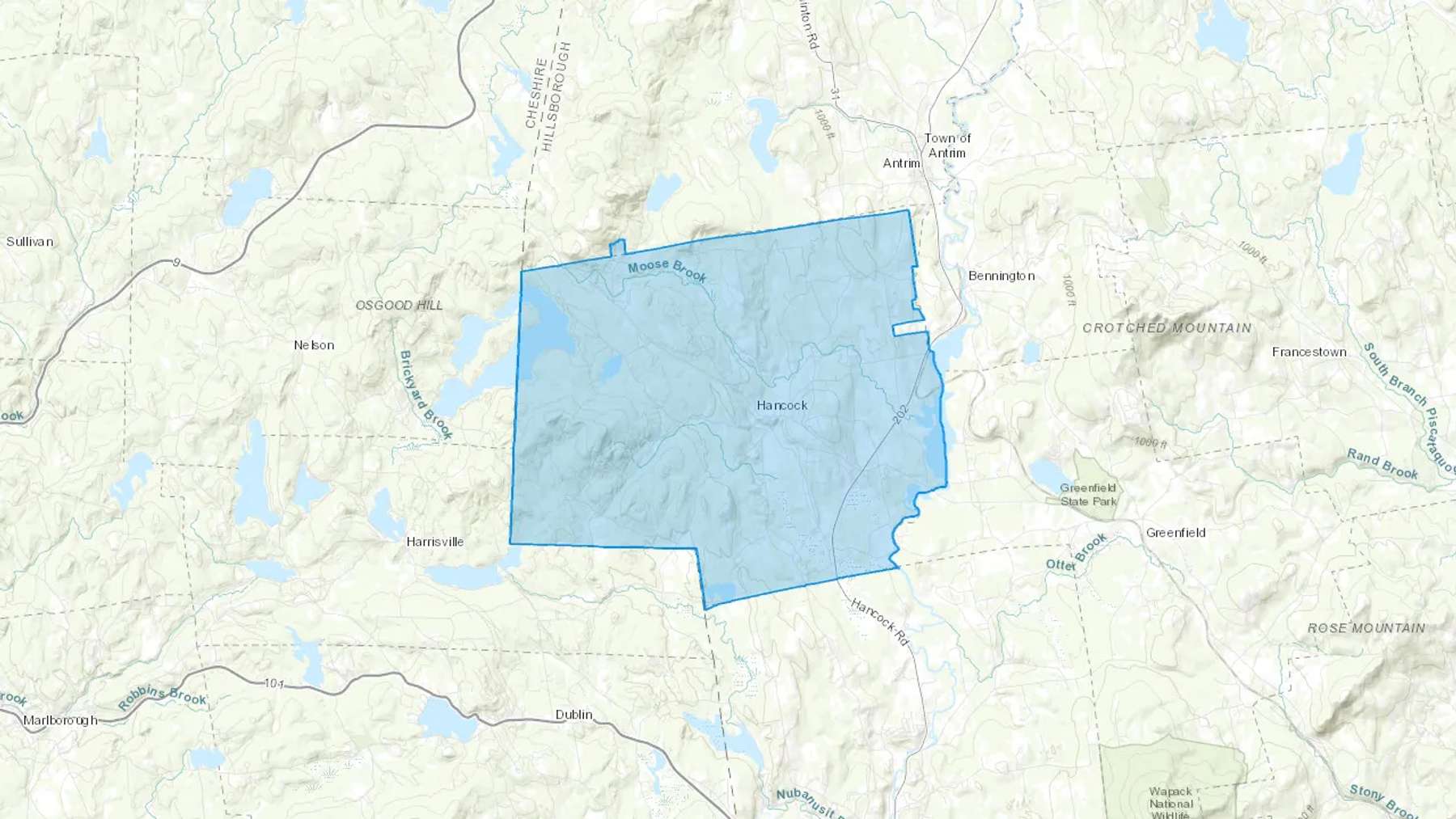 Hancock, NH Cash heating Oil delivery map Map of the COD Fuel Oil delivery service area for Hancock, NH