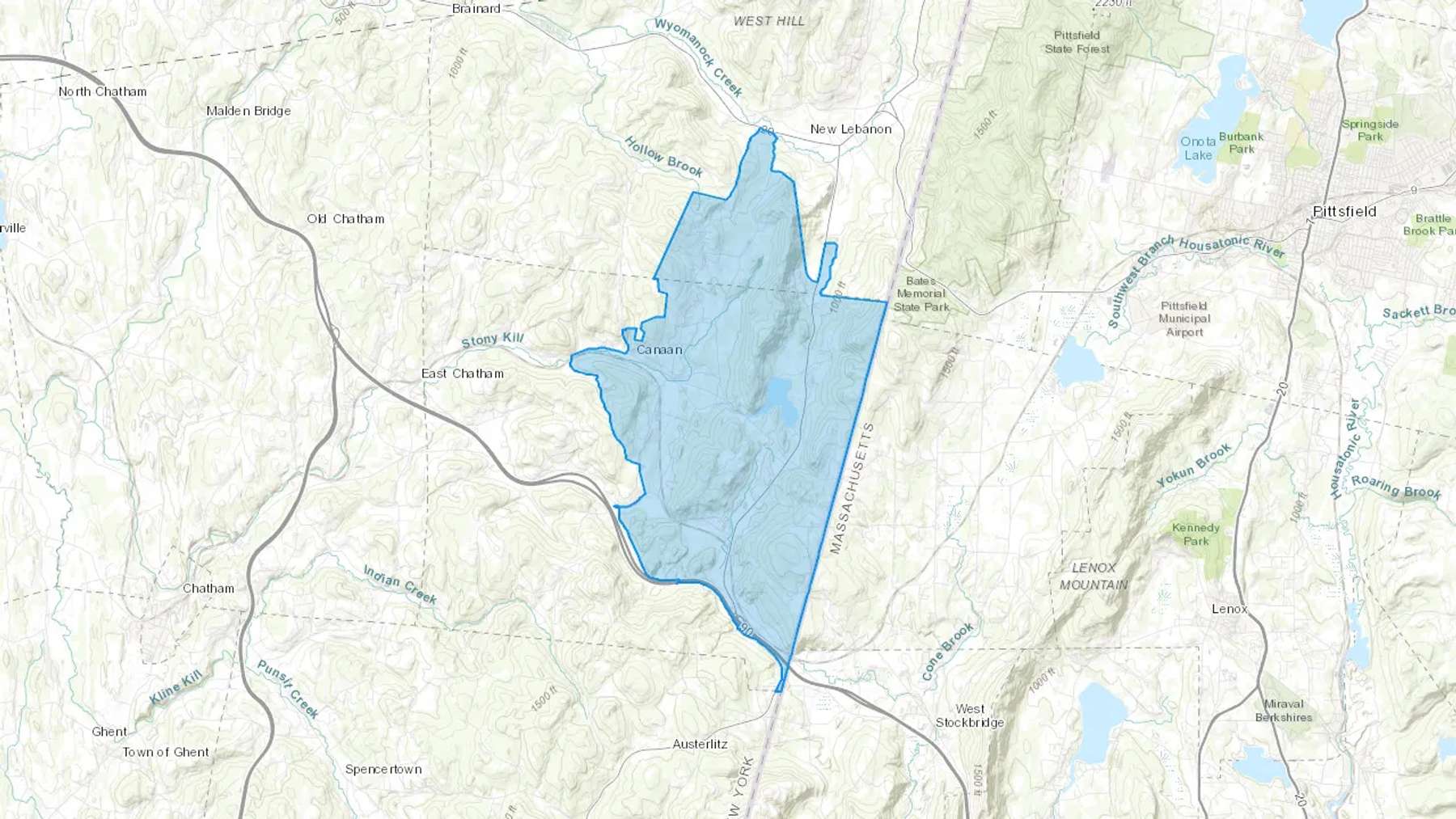 Canaan, NY Cash heating Oil delivery map Map of the COD Fuel Oil delivery service area for Canaan, NY
