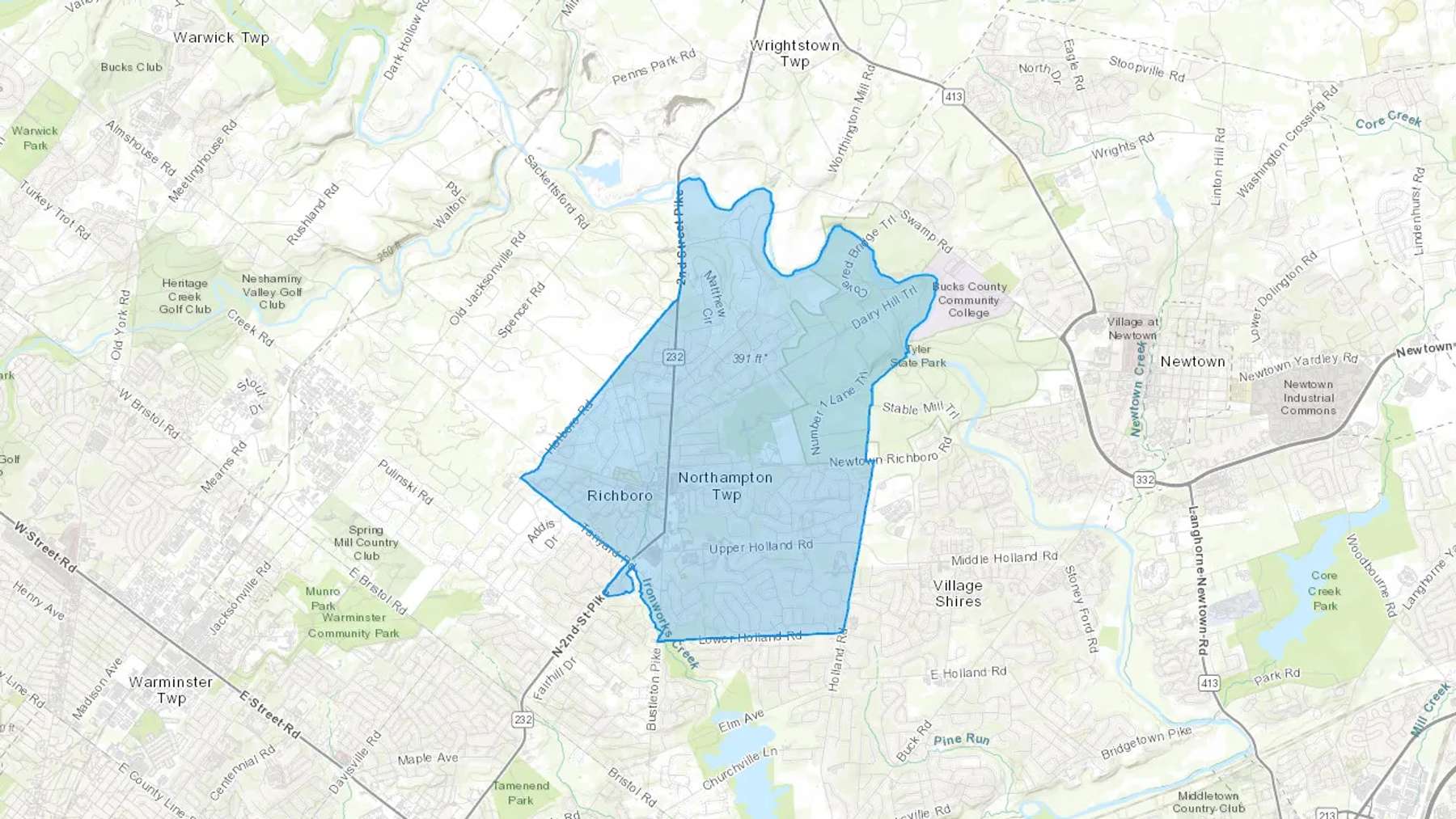 Richboro, PA Cash heating Oil delivery map Map of the COD Fuel Oil delivery service area for Richboro, PA