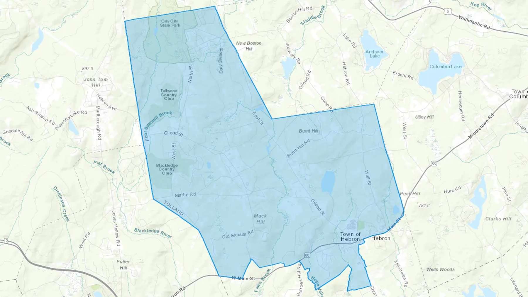 Hebron, CT Cash heating Oil delivery map Map of the COD Fuel Oil delivery service area for Hebron, CT