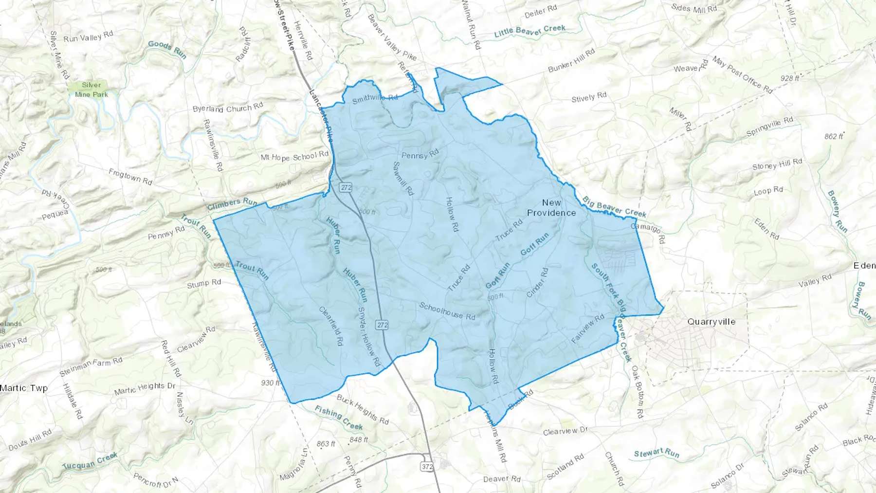 New Providence, PA Cash heating Oil delivery map Map of the COD Fuel Oil delivery service area for New Providence, PA