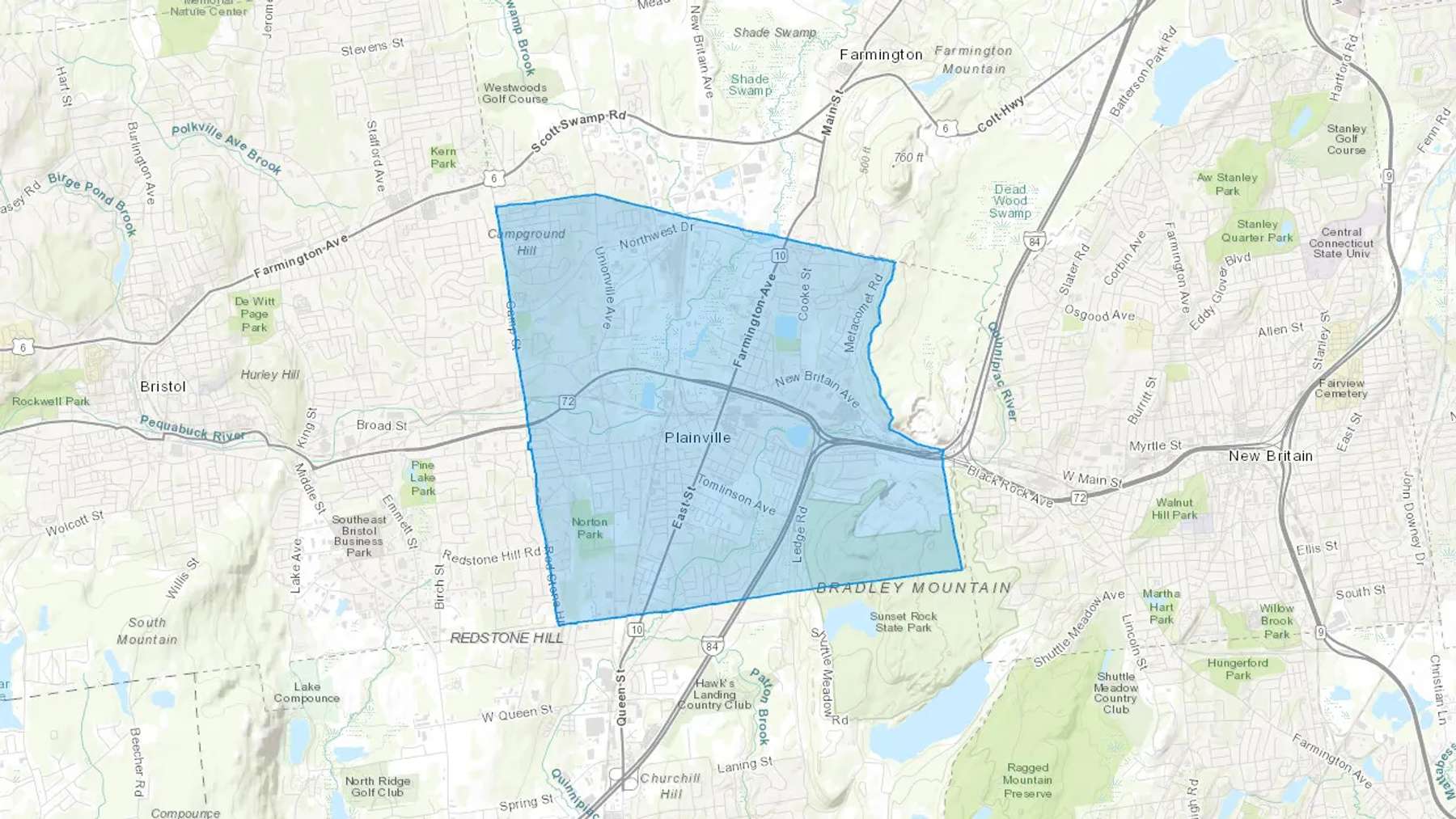 Plainville, CT Cash heating Oil delivery map Map of the COD Fuel Oil delivery service area for Plainville, CT